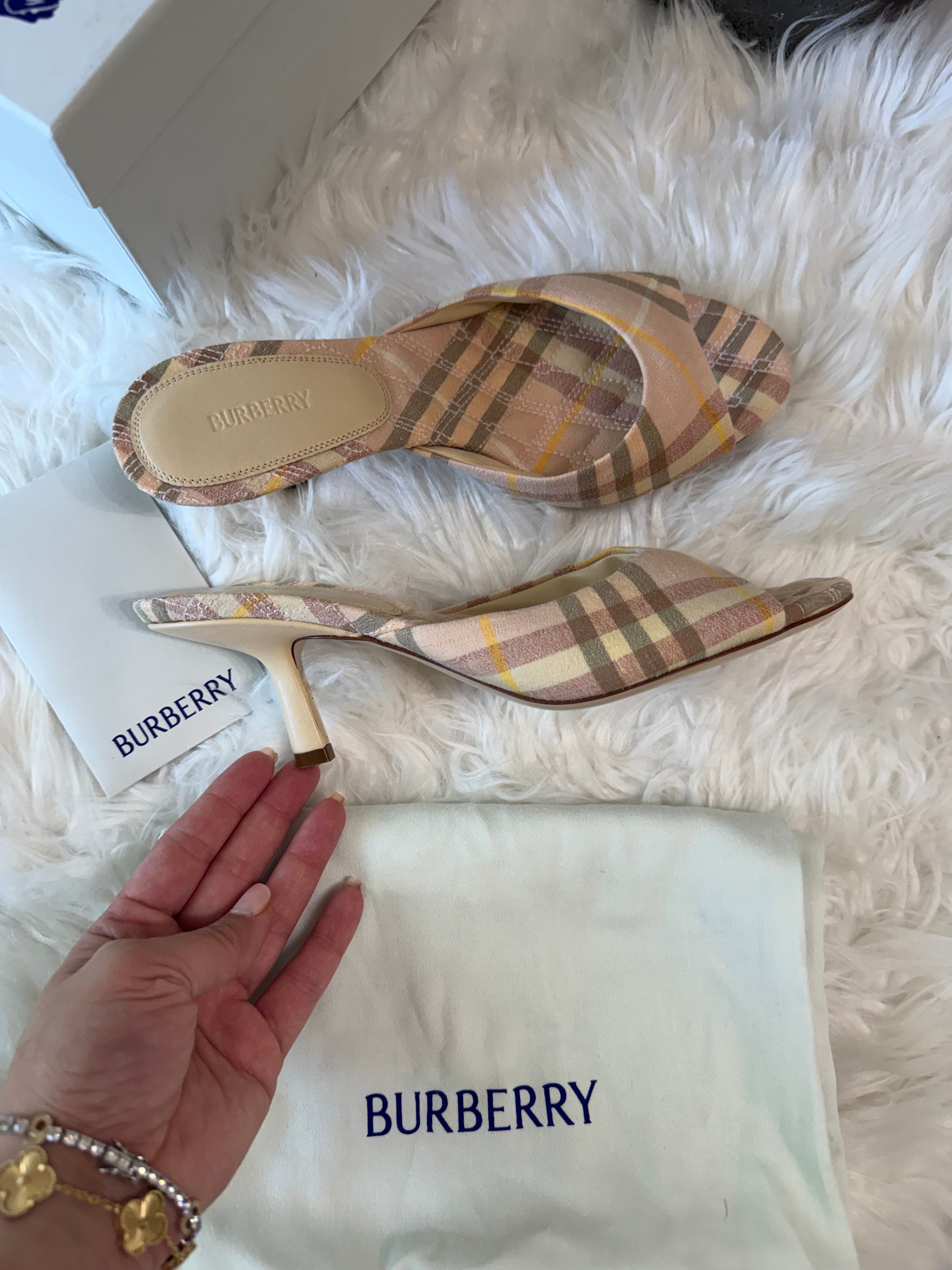 BURBERRY MEWS CHECKED SLIP ON MULES