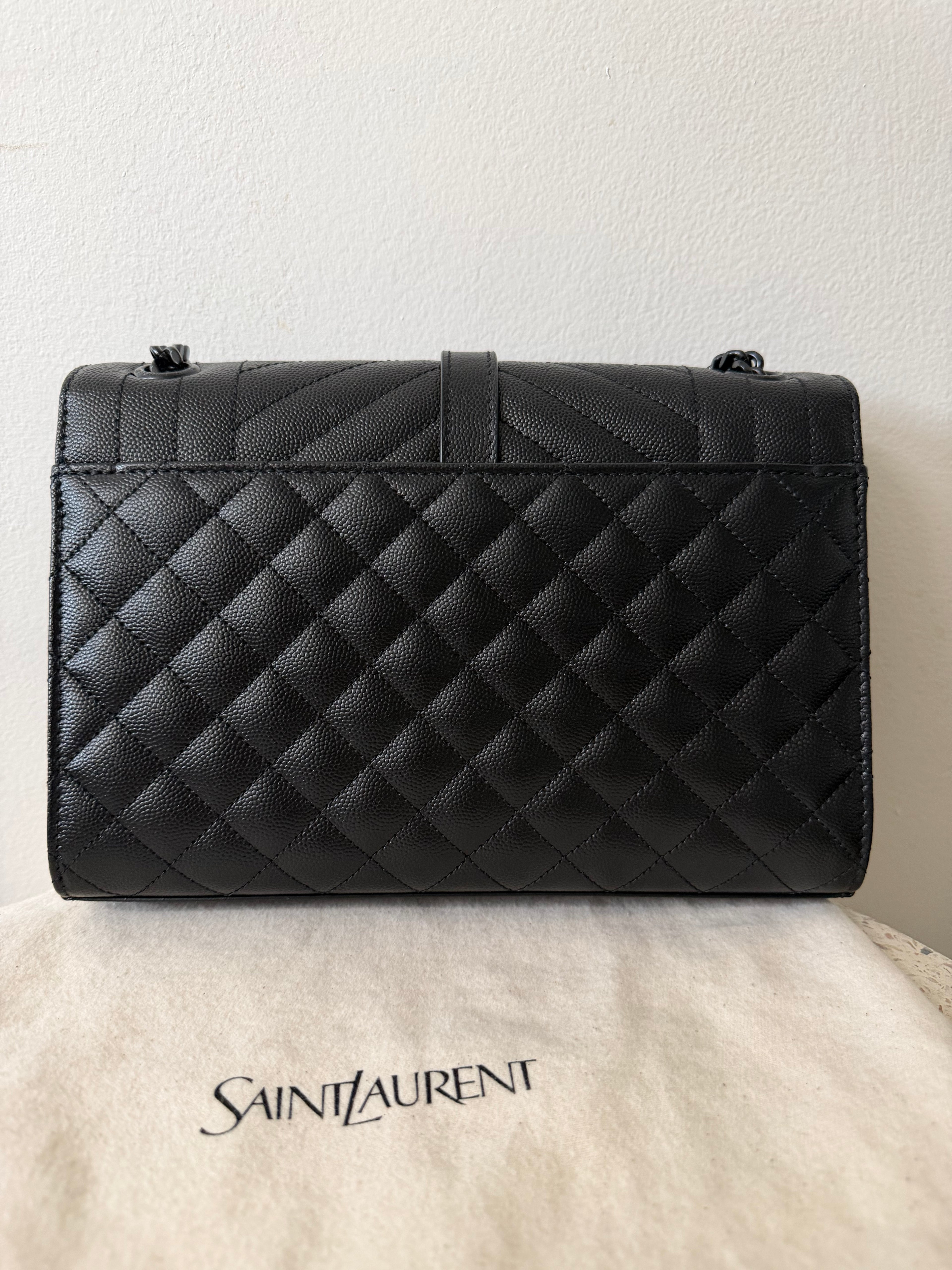 SAINT LAURENT MEDIUM ENVELOPE BAG QUILTED GRAIN LEATHER