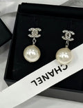 CHANEL CRYSTAL PEARL CC DROP EARRING