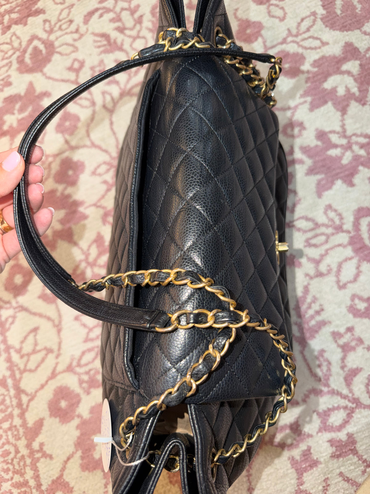 CHANEL QUILTED CAVIAR LEATHER FLAP TOTE BAG