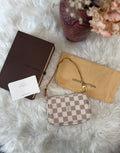 LOUIS VUITTON MINI POCHETTE DAMIER AZUR CANVAS LEATHER