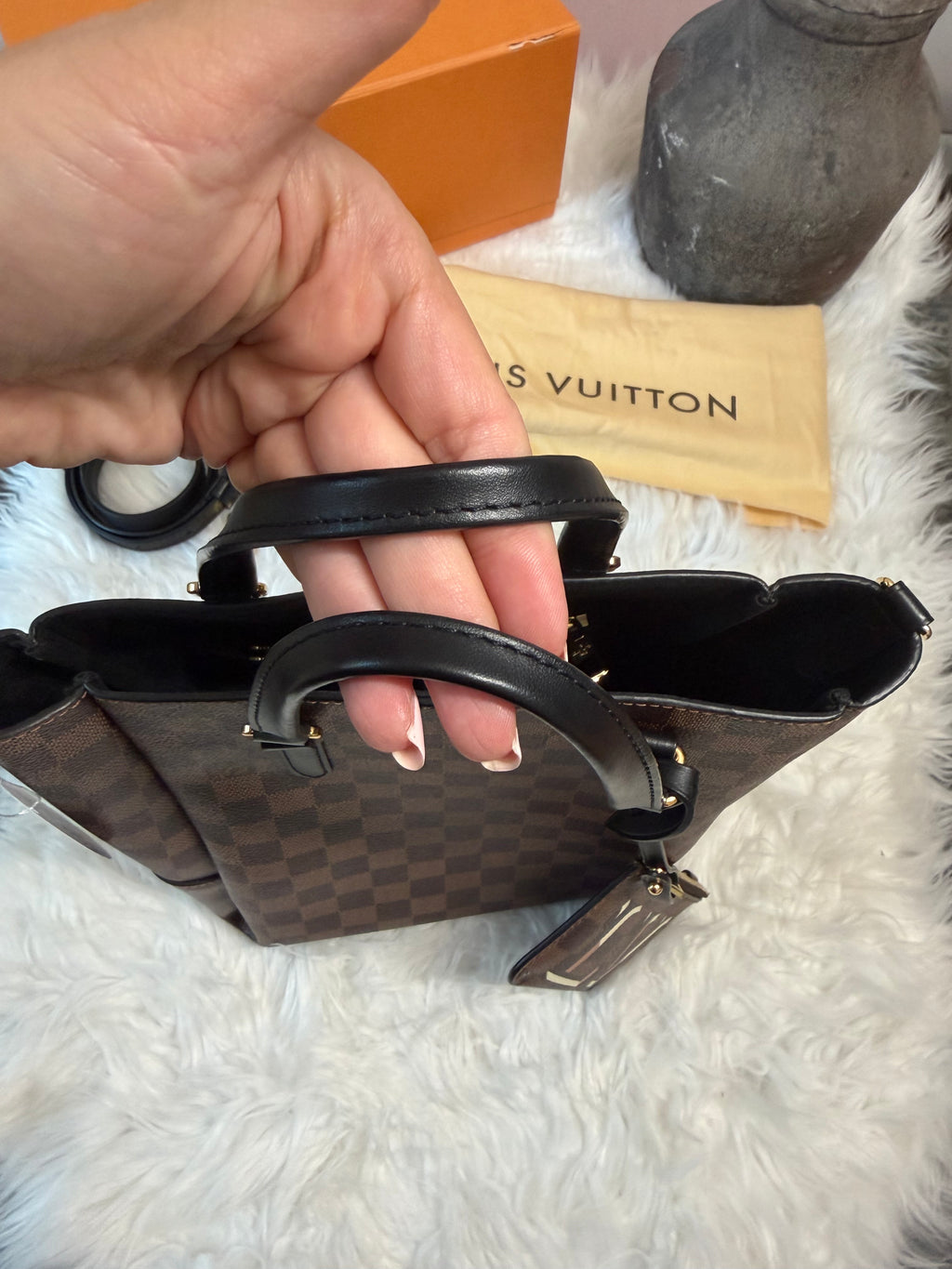 LOUIS VUITTON DAMIER EBENE BELMONT PM TOTE WITH MINI WALLET (POUCH)