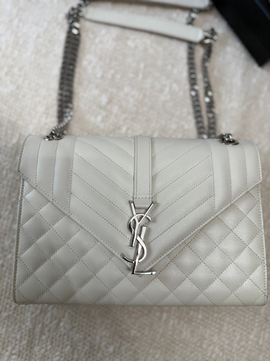 SAINT LAURENT MEDIUM ENVELOPE BAG QUILTED GRAIN LEATHER