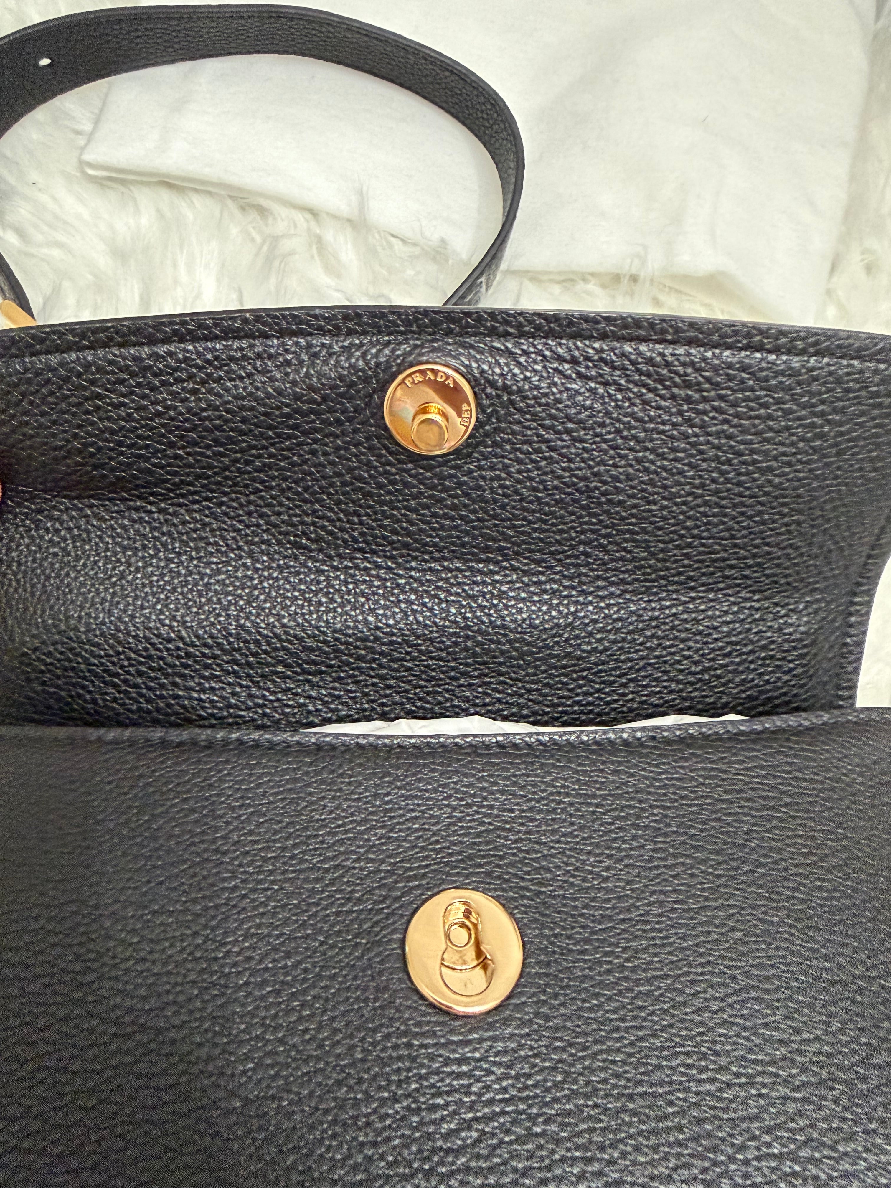 PRADA LEATHER SHOULDER BAG