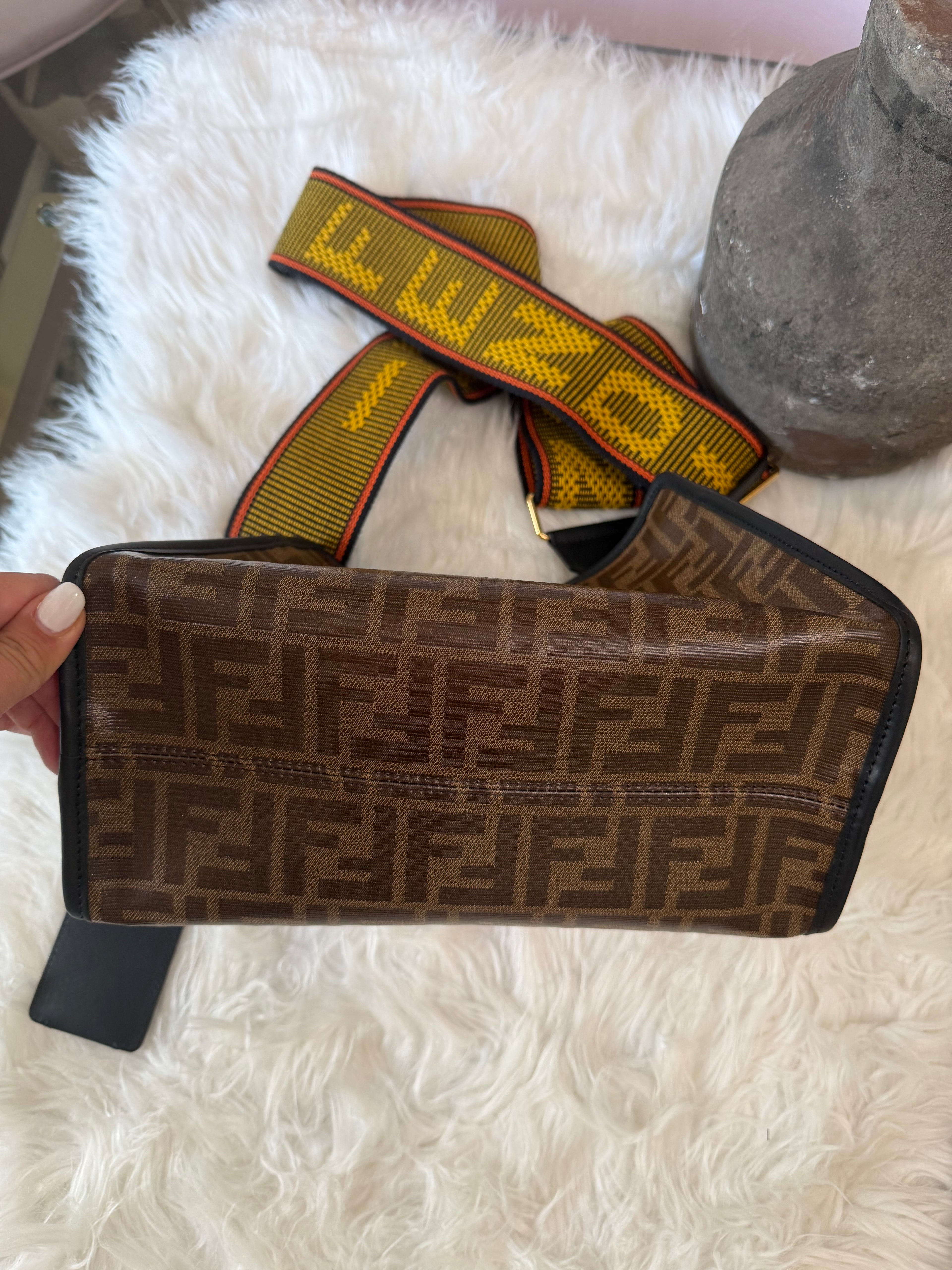 FENDI ZUCCA PRINT DEFENDER CANVAS WITH GUITAR STRAP