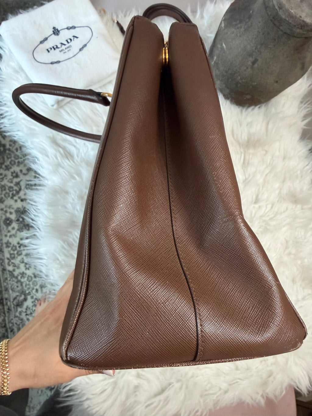 PRADA LARGE DOUBLE ZIP TOTE SAFFIANO BAG
