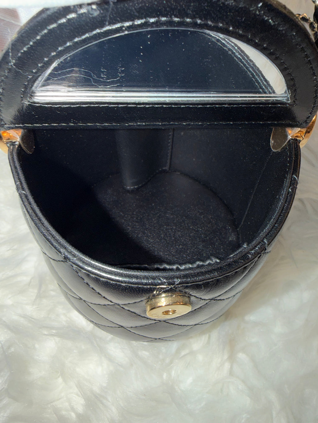 CHANEL LAMBSKIN QUILTED CHAIN TOP HANDLE VANITY