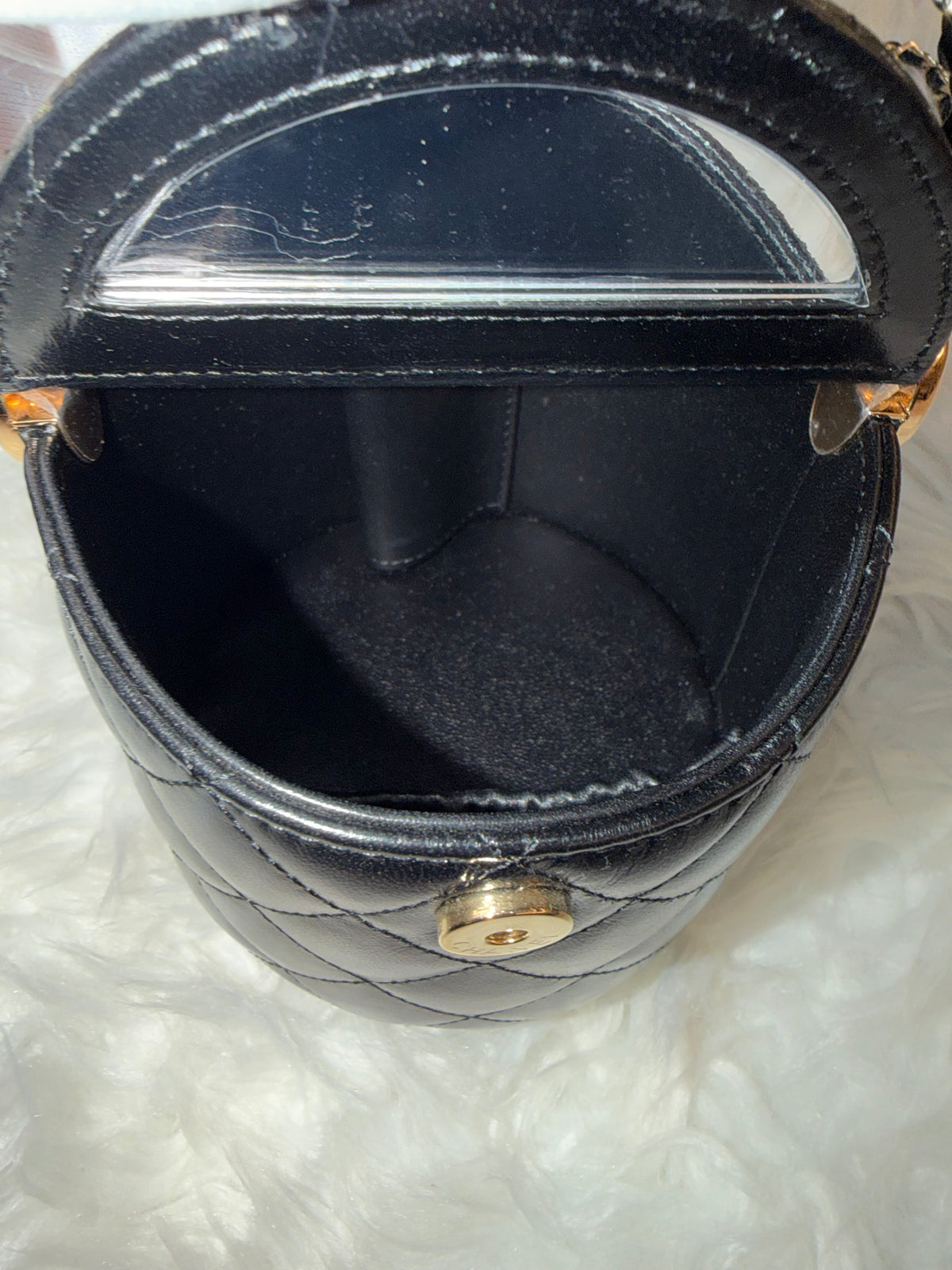 CHANEL LAMBSKIN QUILTED CHAIN TOP HANDLE VANITY
