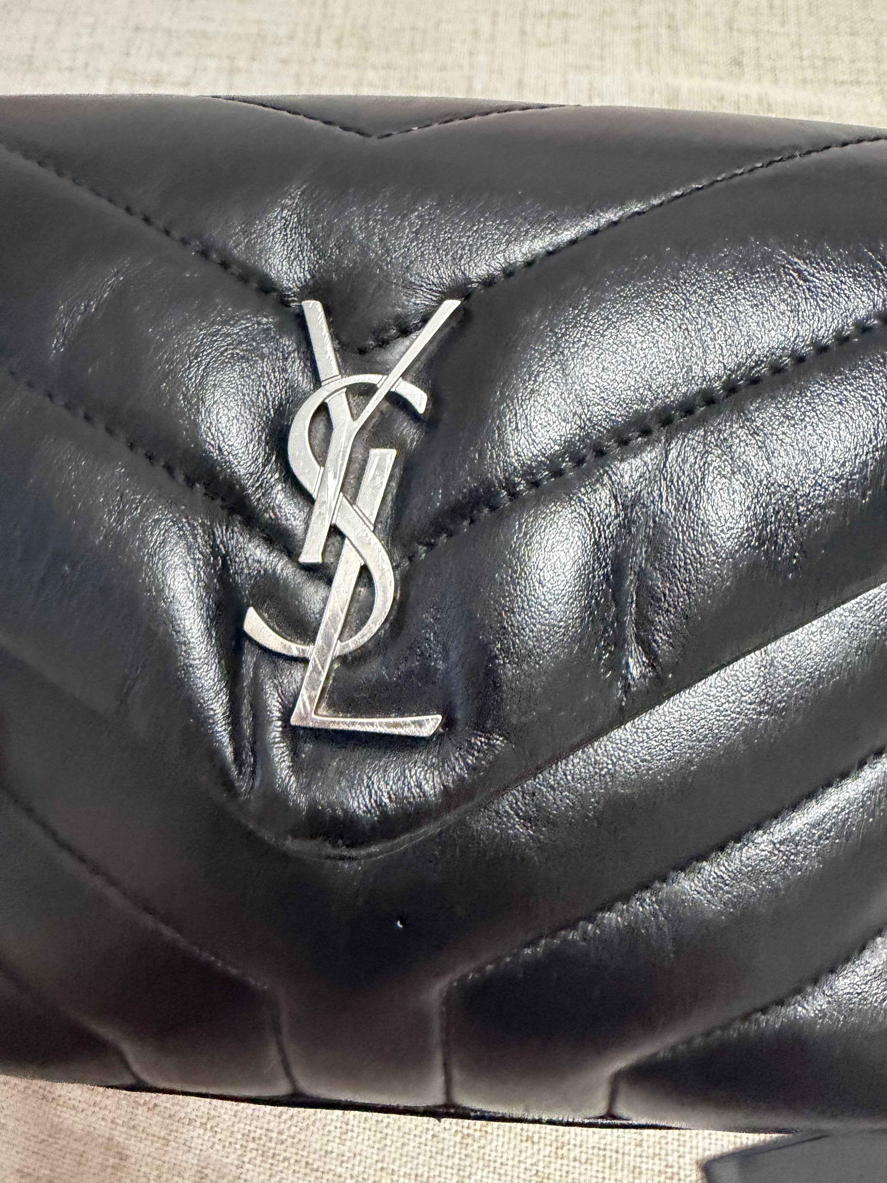 SAINT LAURENT Toy Loulou Calfskin Y Quilted Monogram Crossbody Bag