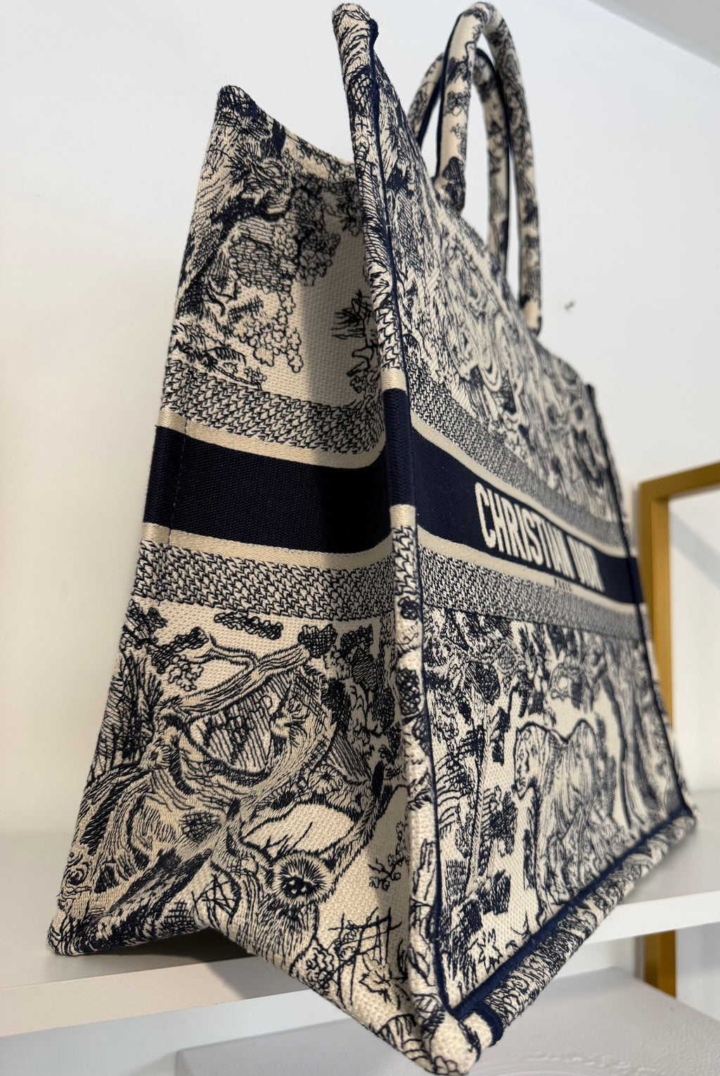 CHRISTIAN DIOR BOOK TOTE ENBROIDERED CANVAS