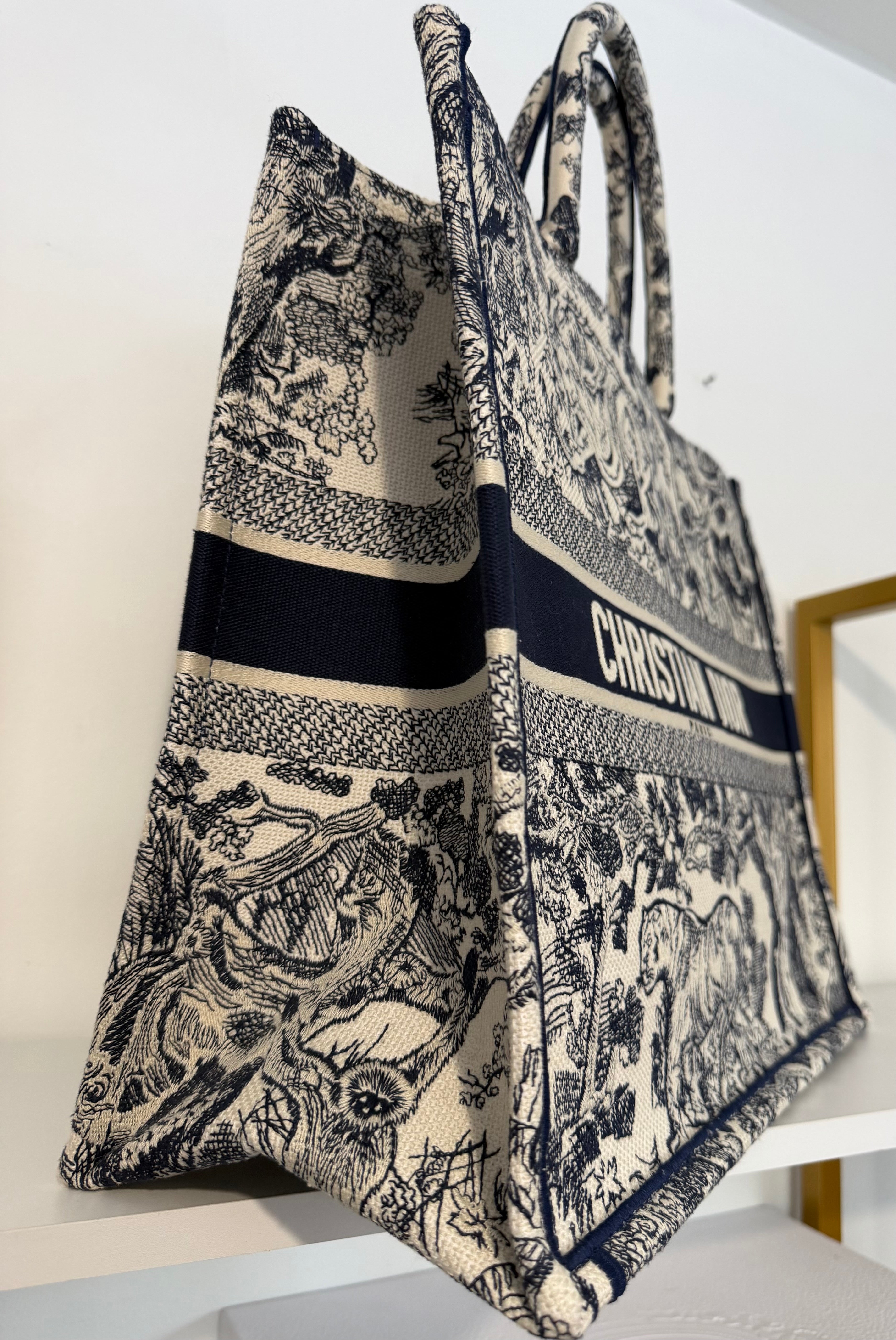 CHRISTIAN DIOR BOOK TOTE ENBROIDERED CANVAS