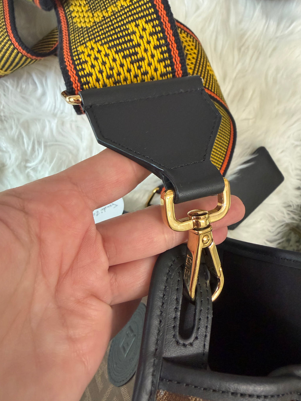 FENDI ZUCCA PRINT DEFENDER CANVAS WITH GUITAR STRAP