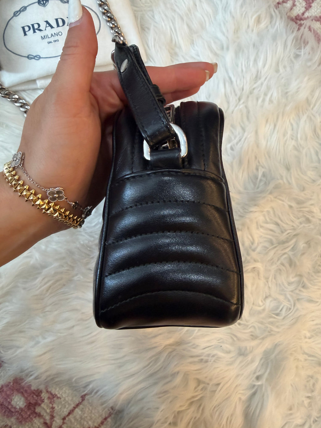 PRADA CALFSKIN DIAGRAMME CAMERA BAG
