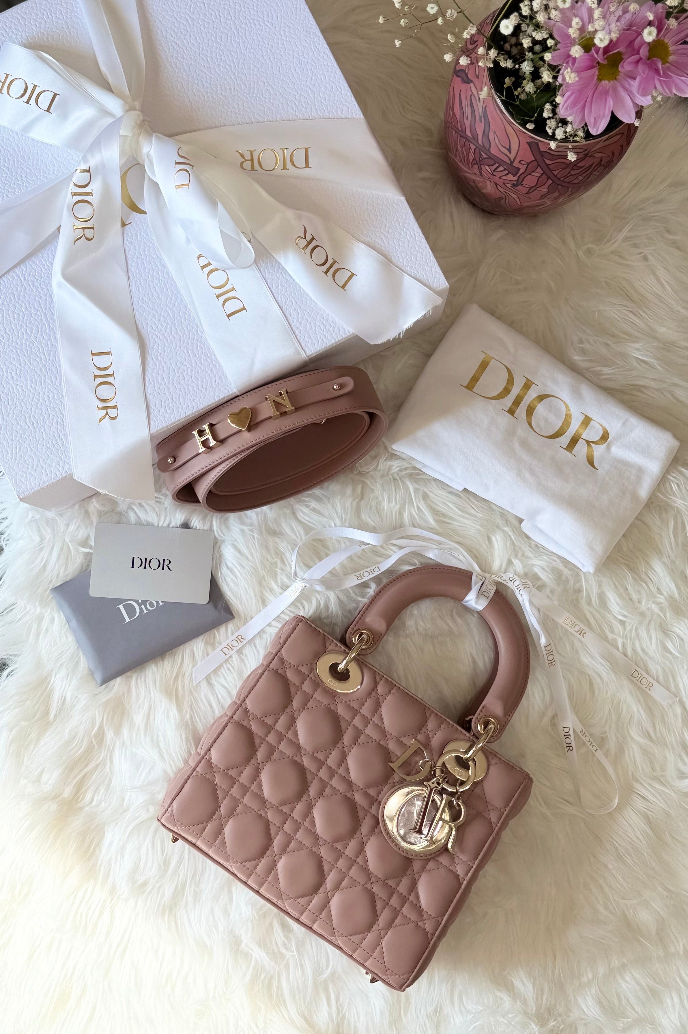 CHRISTIAN DIOR MY LADY D LAMBSKIN CANNAGE WITH LUCKY BADGES