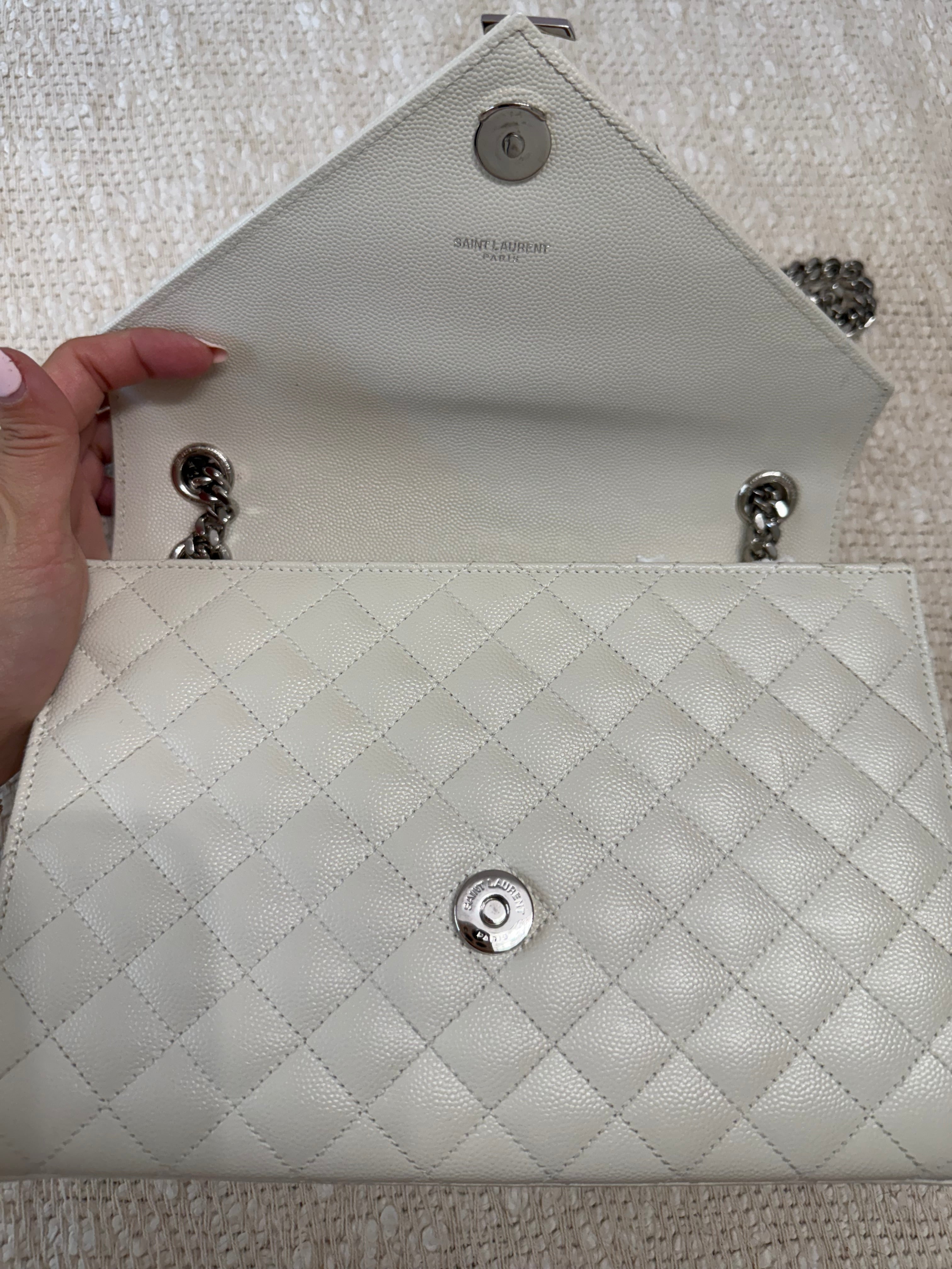 SAINT LAURENT MEDIUM ENVELOPE BAG QUILTED GRAIN LEATHER