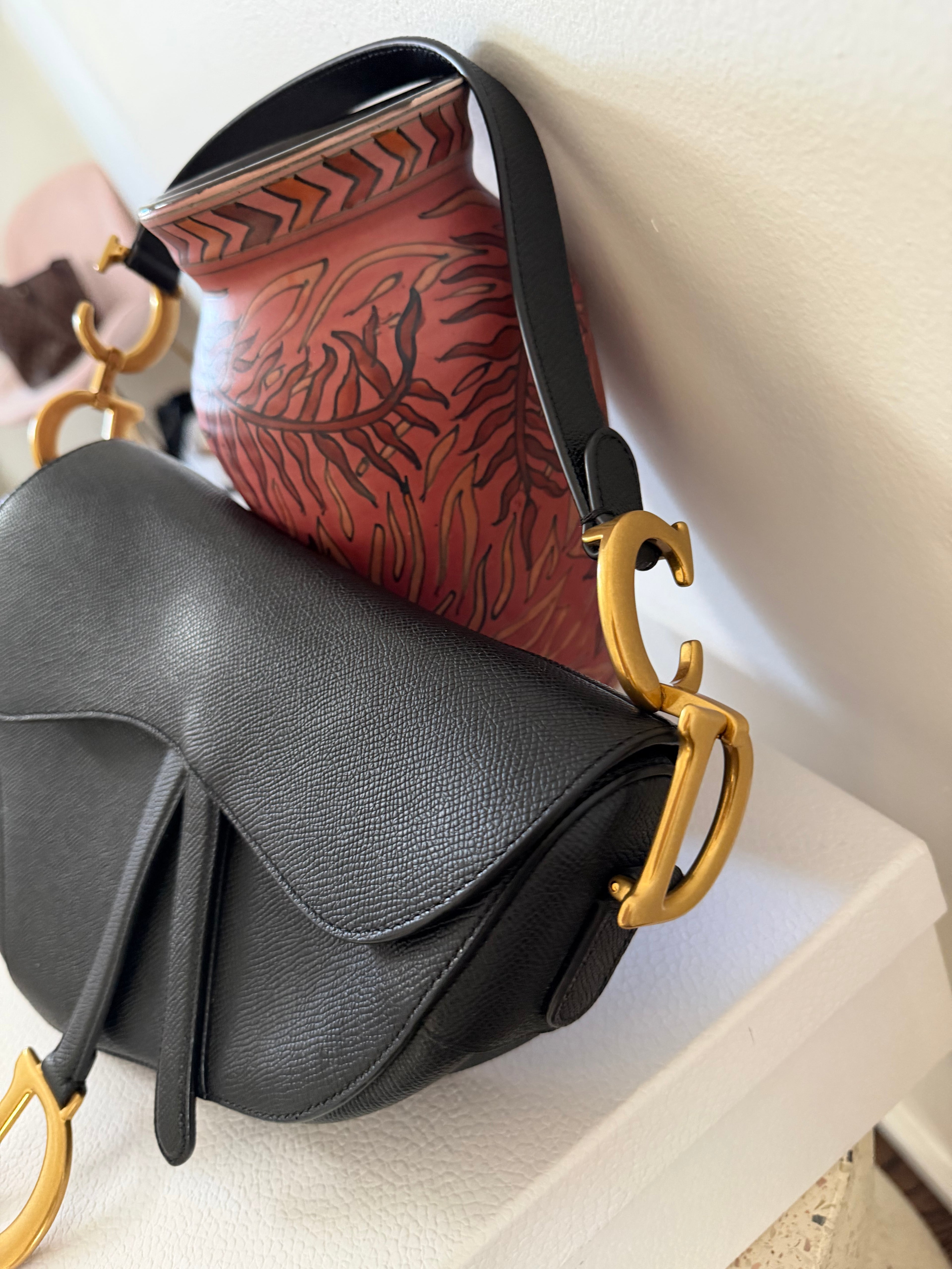 CHRISTIAN DIOR SADDLE GRAINED CALFSKIN BAG