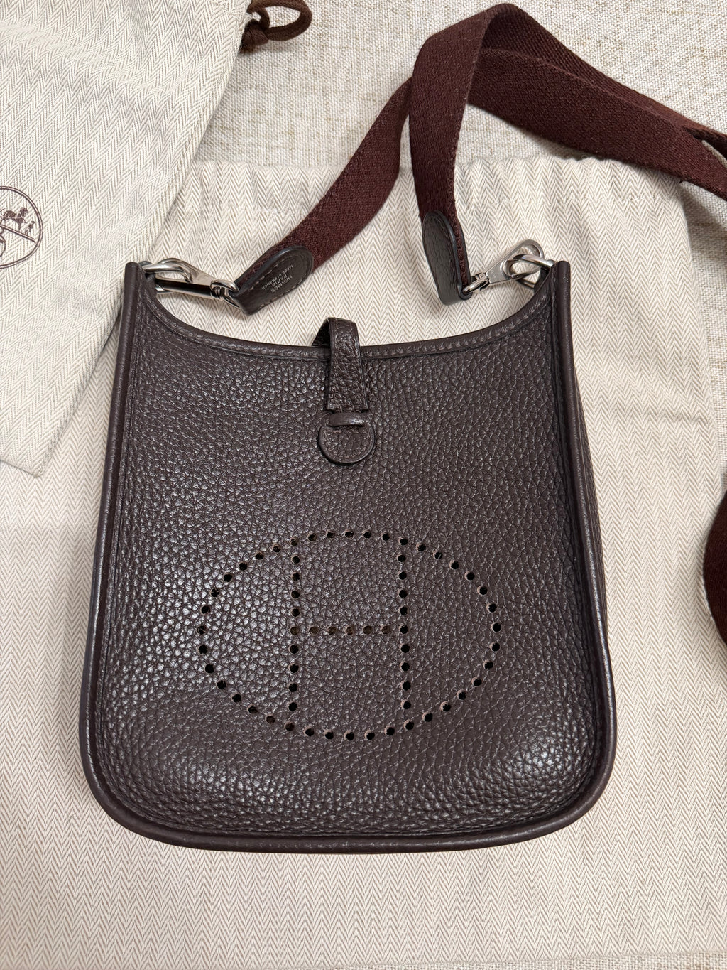 HERMES EVELYNE BAG CLEMENCE TPM BAG WITH LONG STRAP