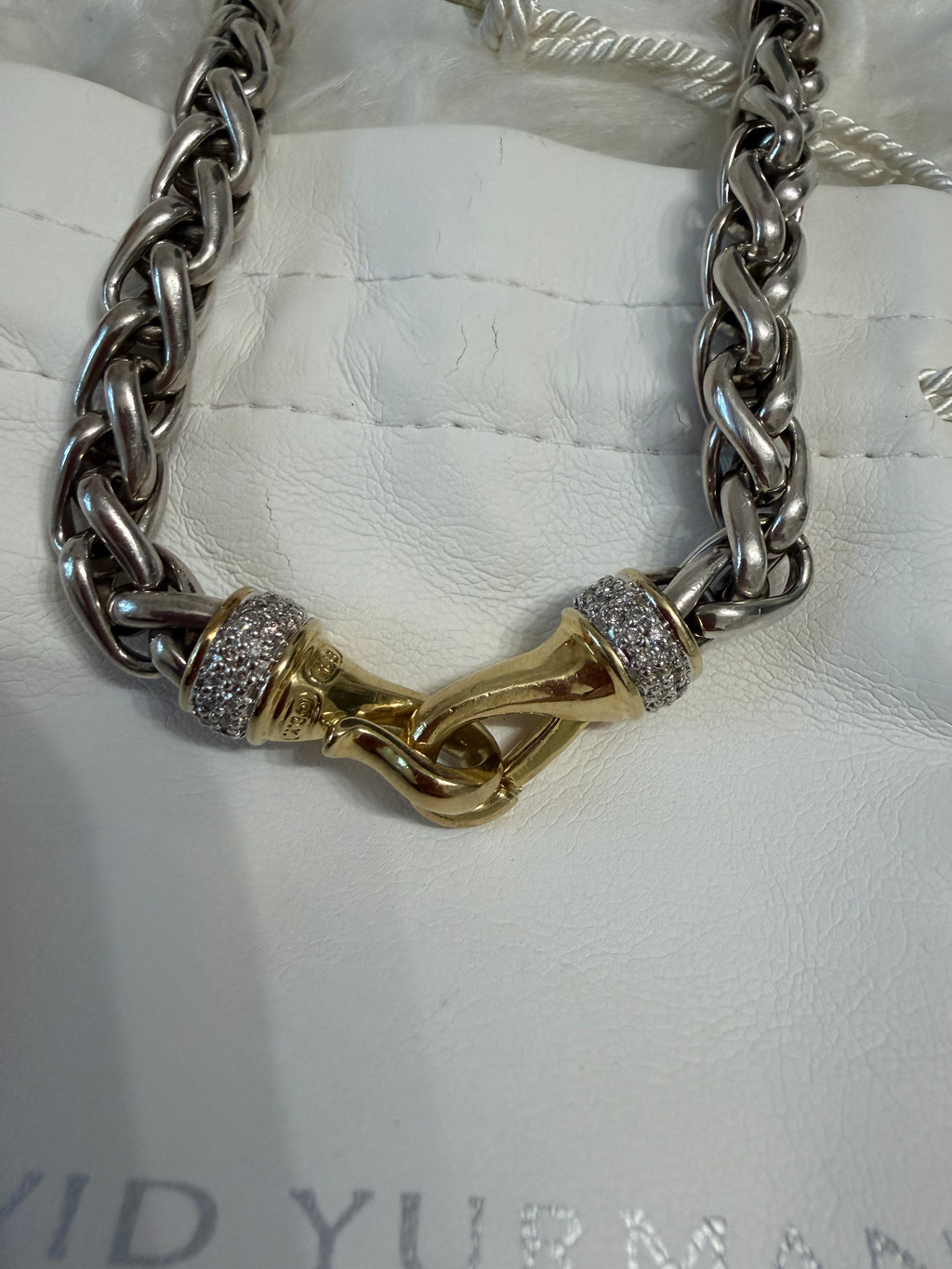 DAVID YURMAN WHEAT CHAIN NECKLACE WITH DIAMOND AND 18K YELLOW HOOK CLASP