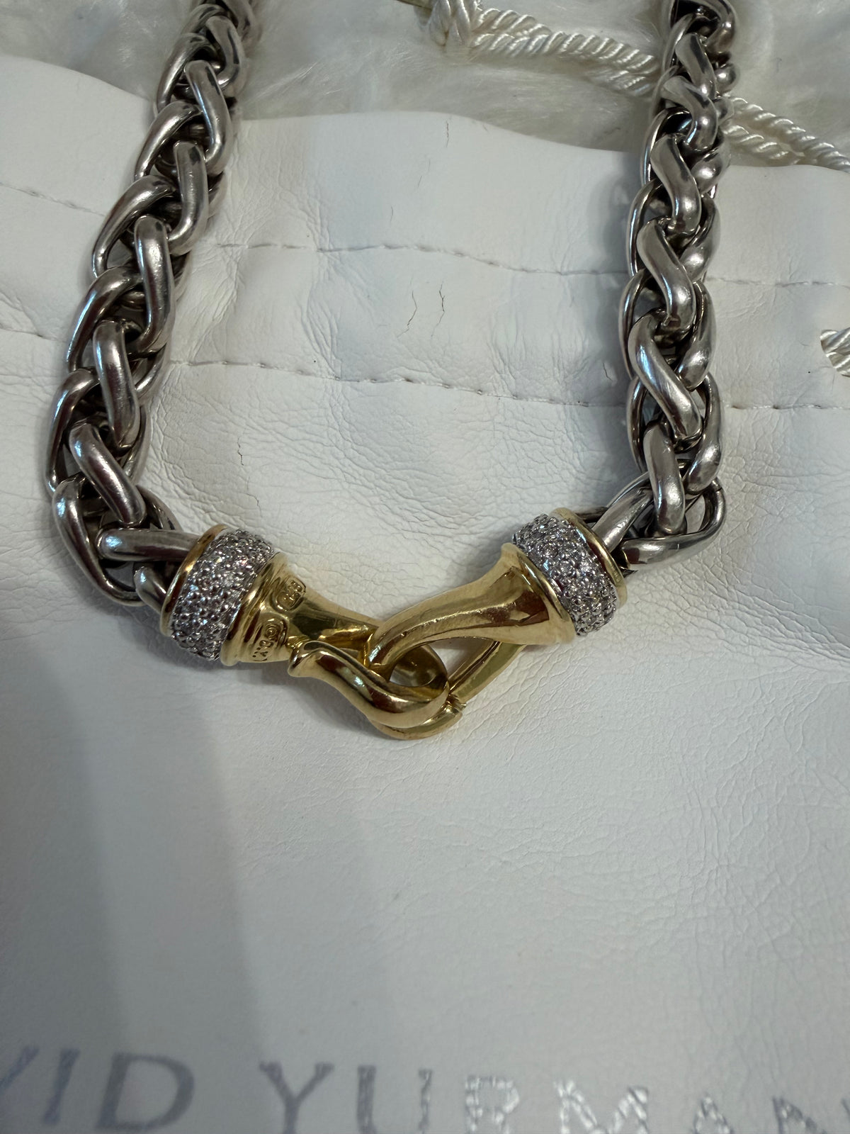 DAVID YURMAN WHEAT CHAIN NECKLACE WITH DIAMOND AND 18K YELLOW HOOK CLASP