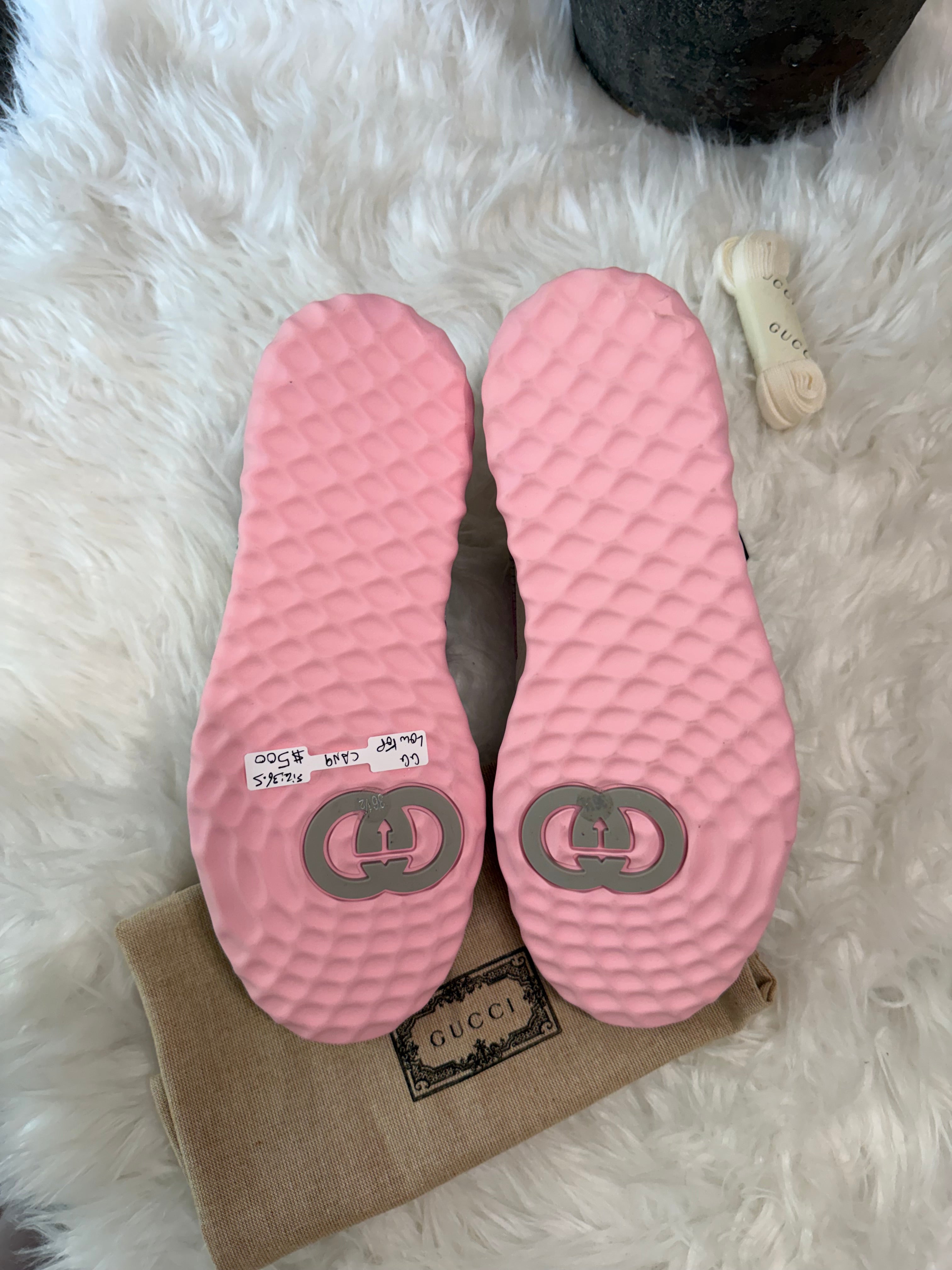GUCCI PINK GG LOW TOP COLORBLOCK SNEAKERS