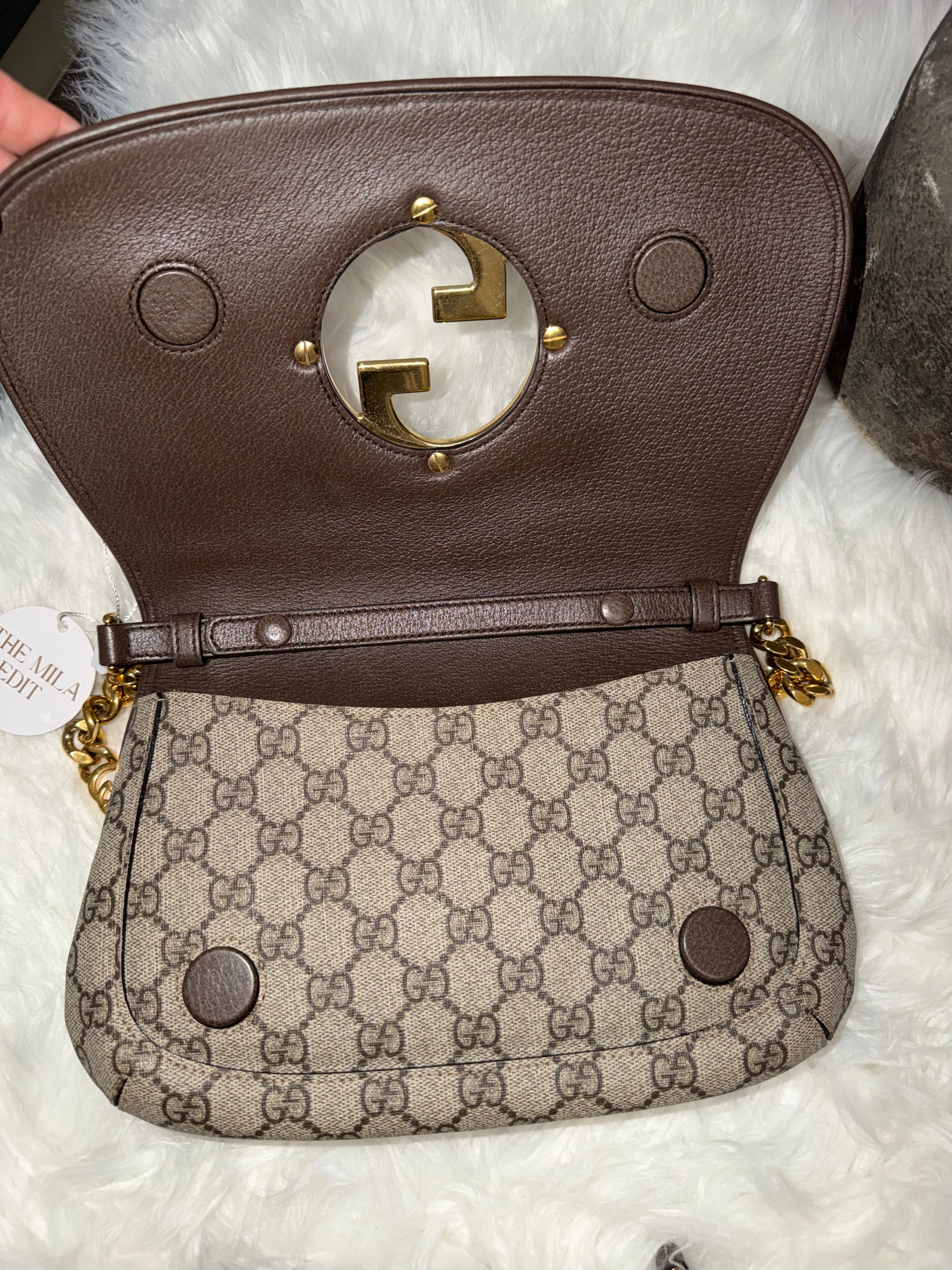 GUCCI BLONDIE NM CHAIN FLAP WITH LONGER STRAP IN CANVAS