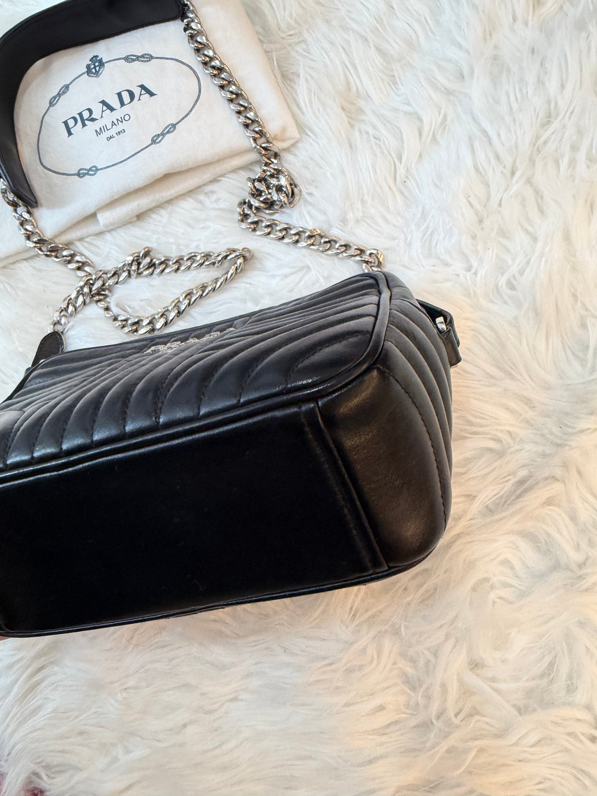 PRADA CALFSKIN DIAGRAMME CAMERA BAG