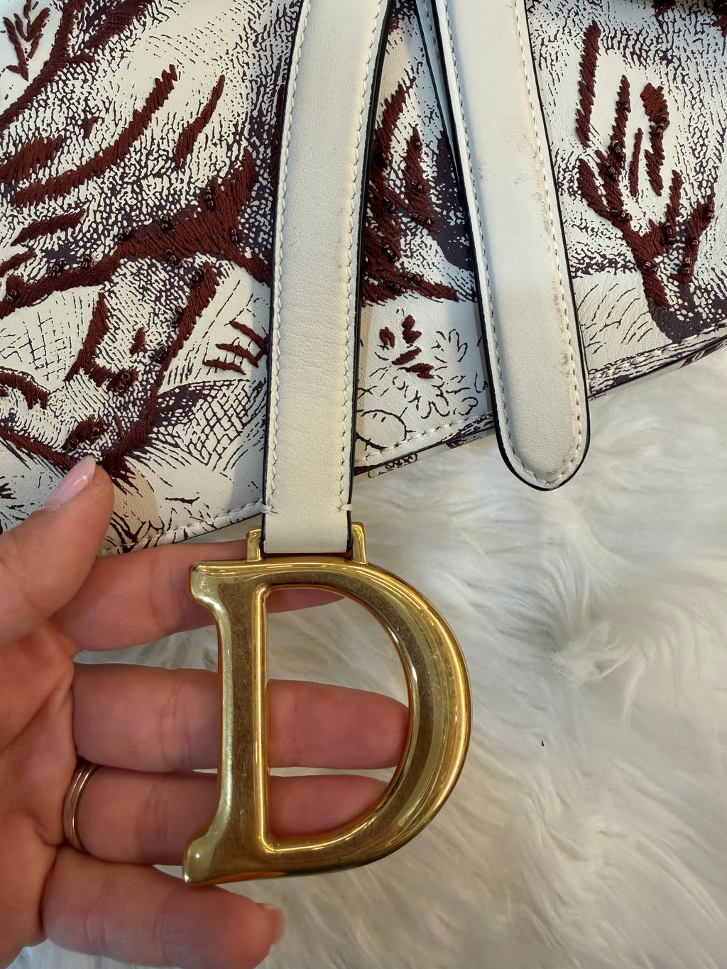 DIOR MEDIUM SADDLE TOILE DE JOUR TIGER EMBROIDERED CALFSKIN