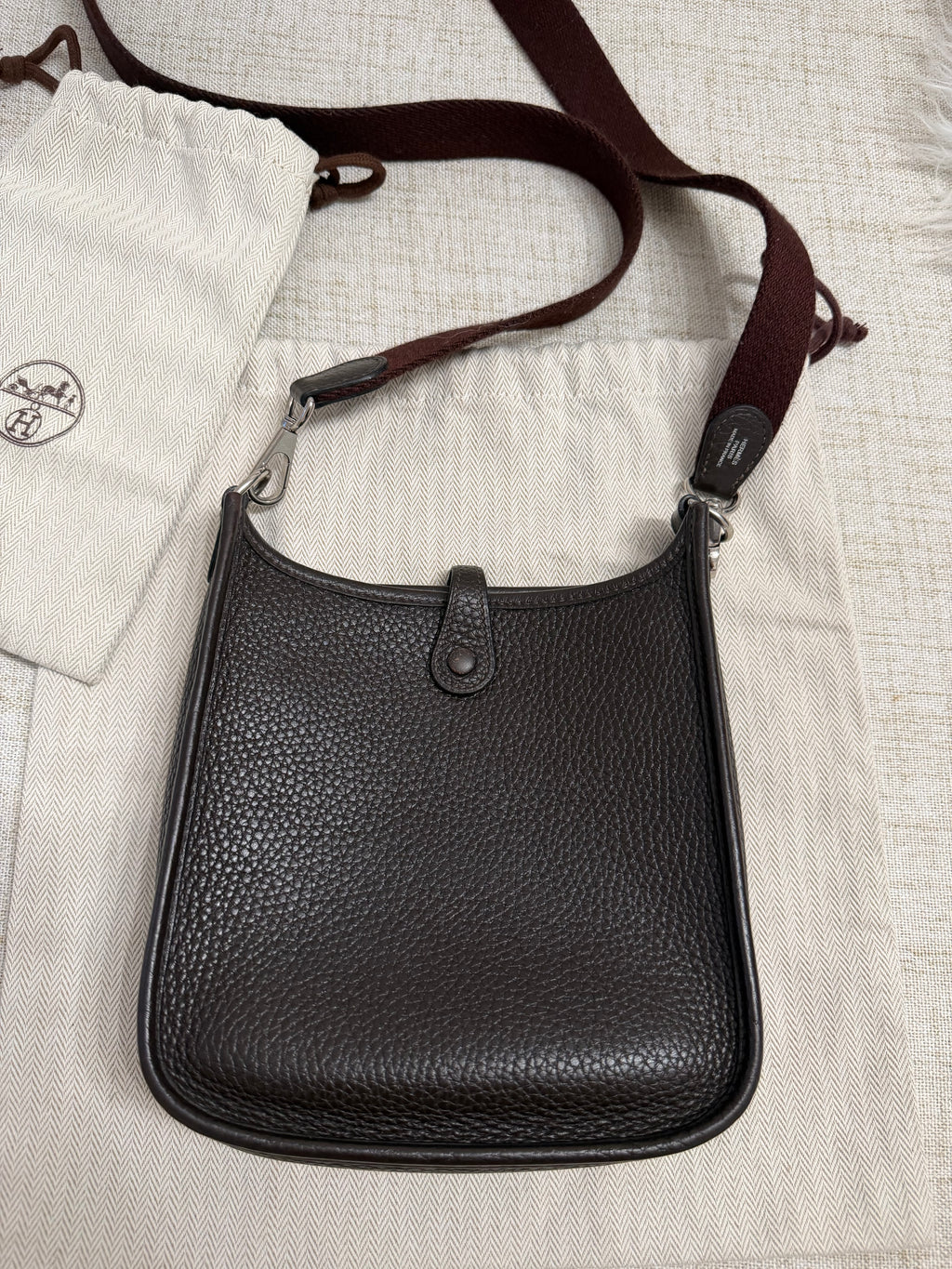 HERMES EVELYNE BAG CLEMENCE TPM BAG WITH LONG STRAP