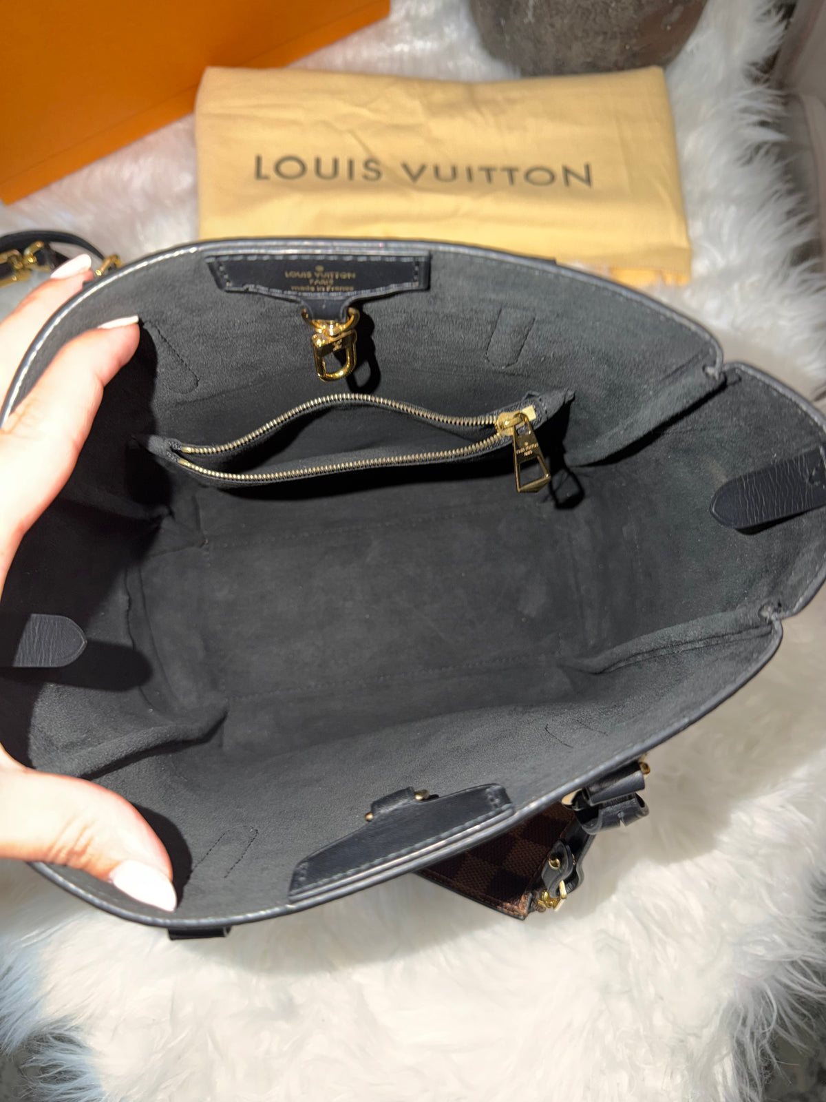 LOUIS VUITTON DAMIER EBENE BELMONT PM TOTE WITH MINI WALLET (POUCH)