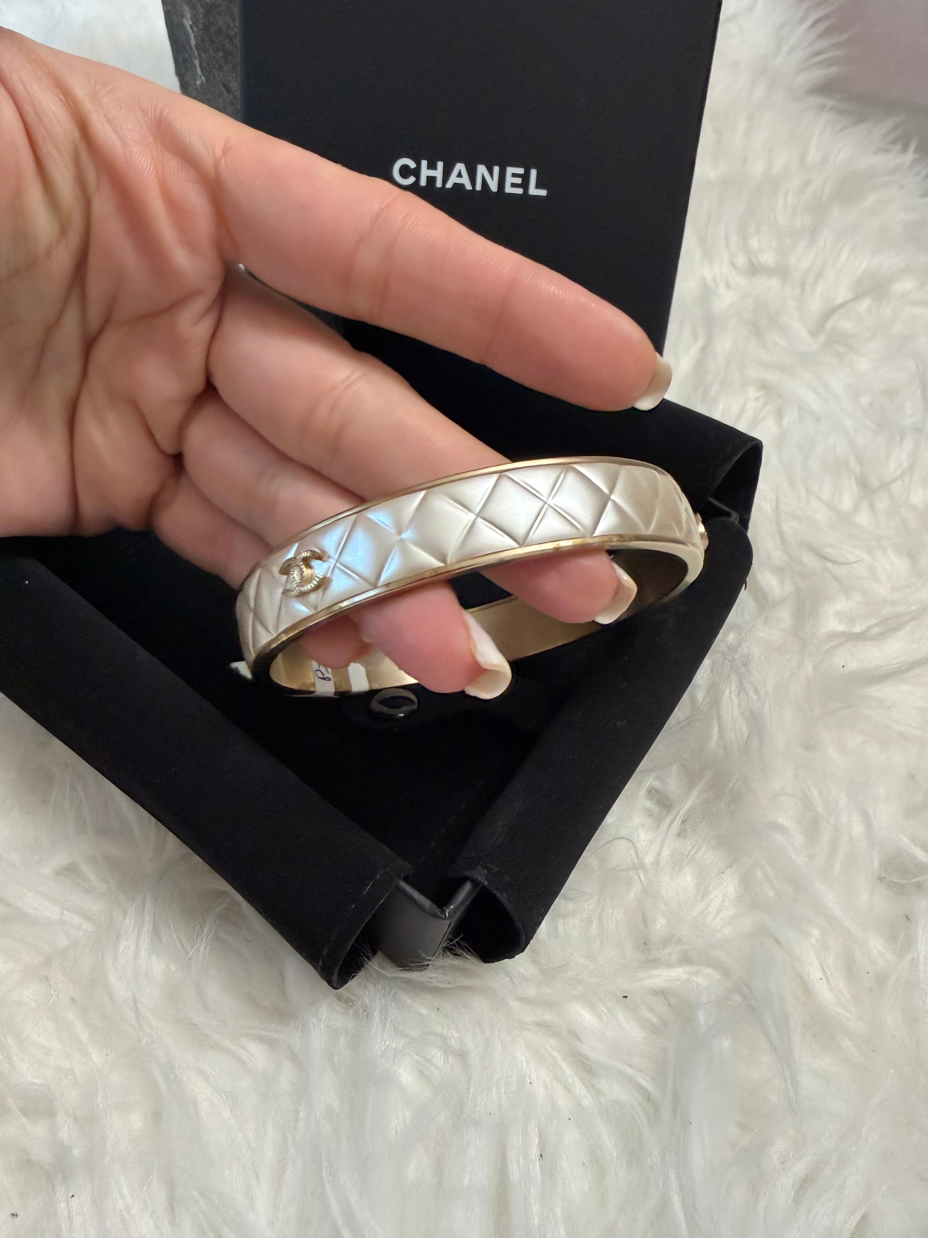 CHANEL CC COMPOSITE GOLD TONE BANGLE