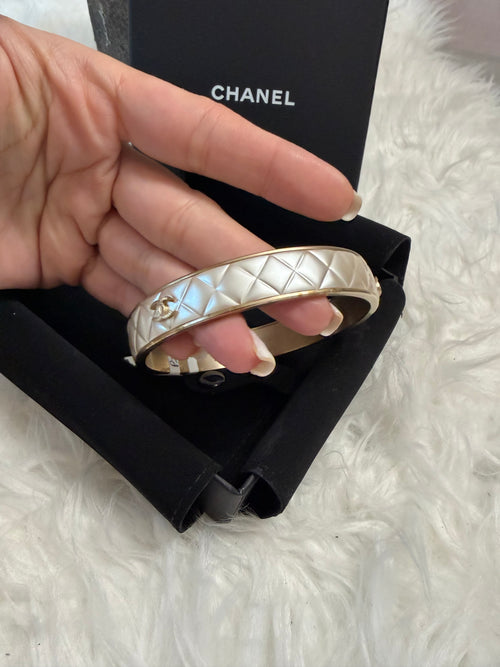 CHANEL CC COMPOSITE GOLD TONE BANGLE