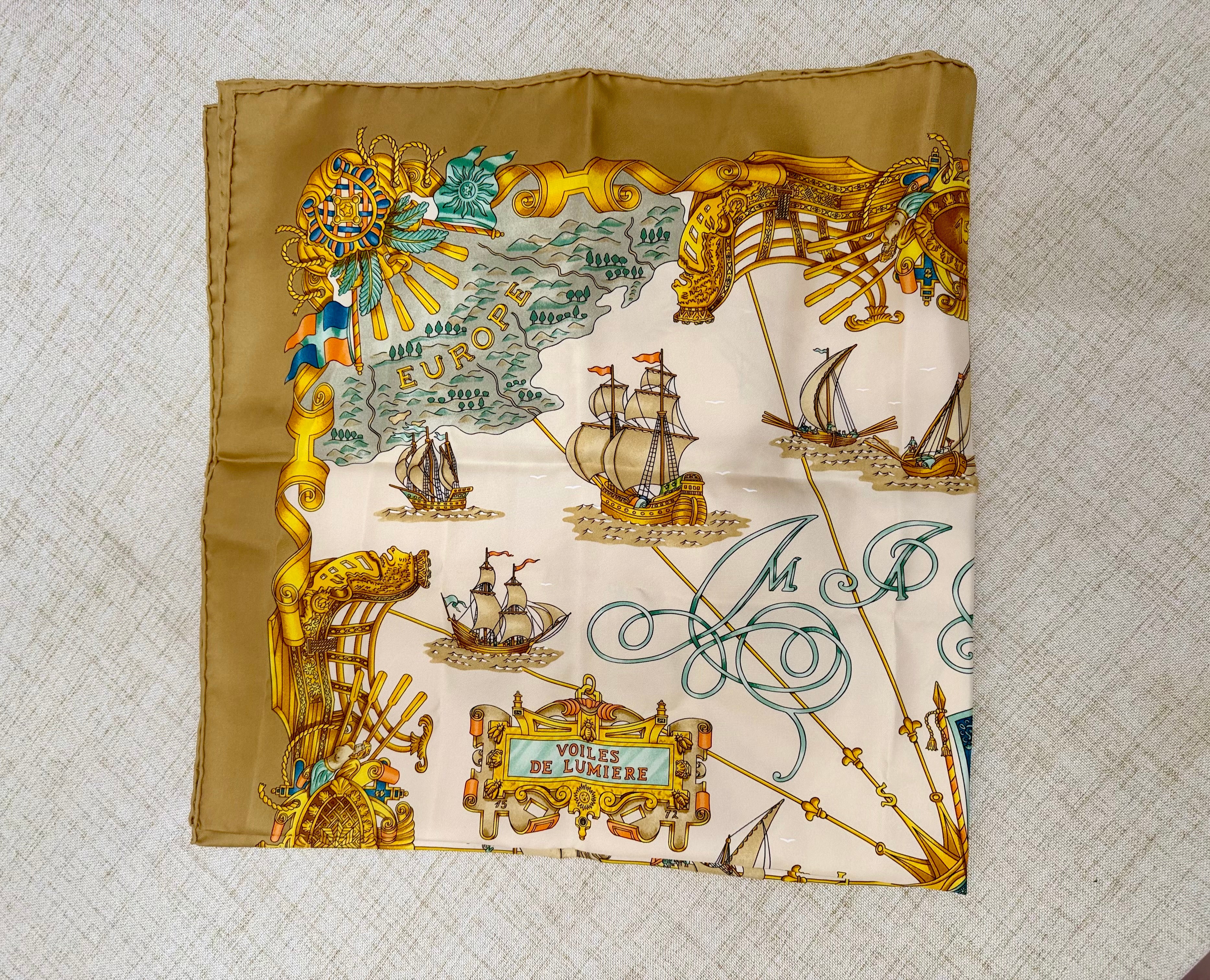 HERMES SAILBOAT OF LIGHT SILK SCARF