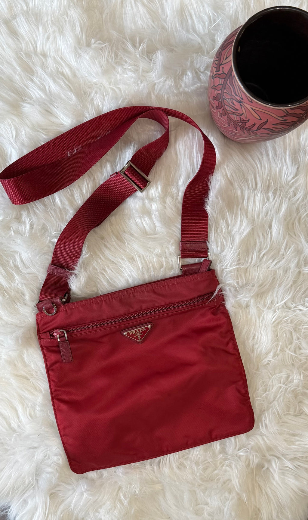 Prada Nylon Triangle Logo Vintage Messenger Bag