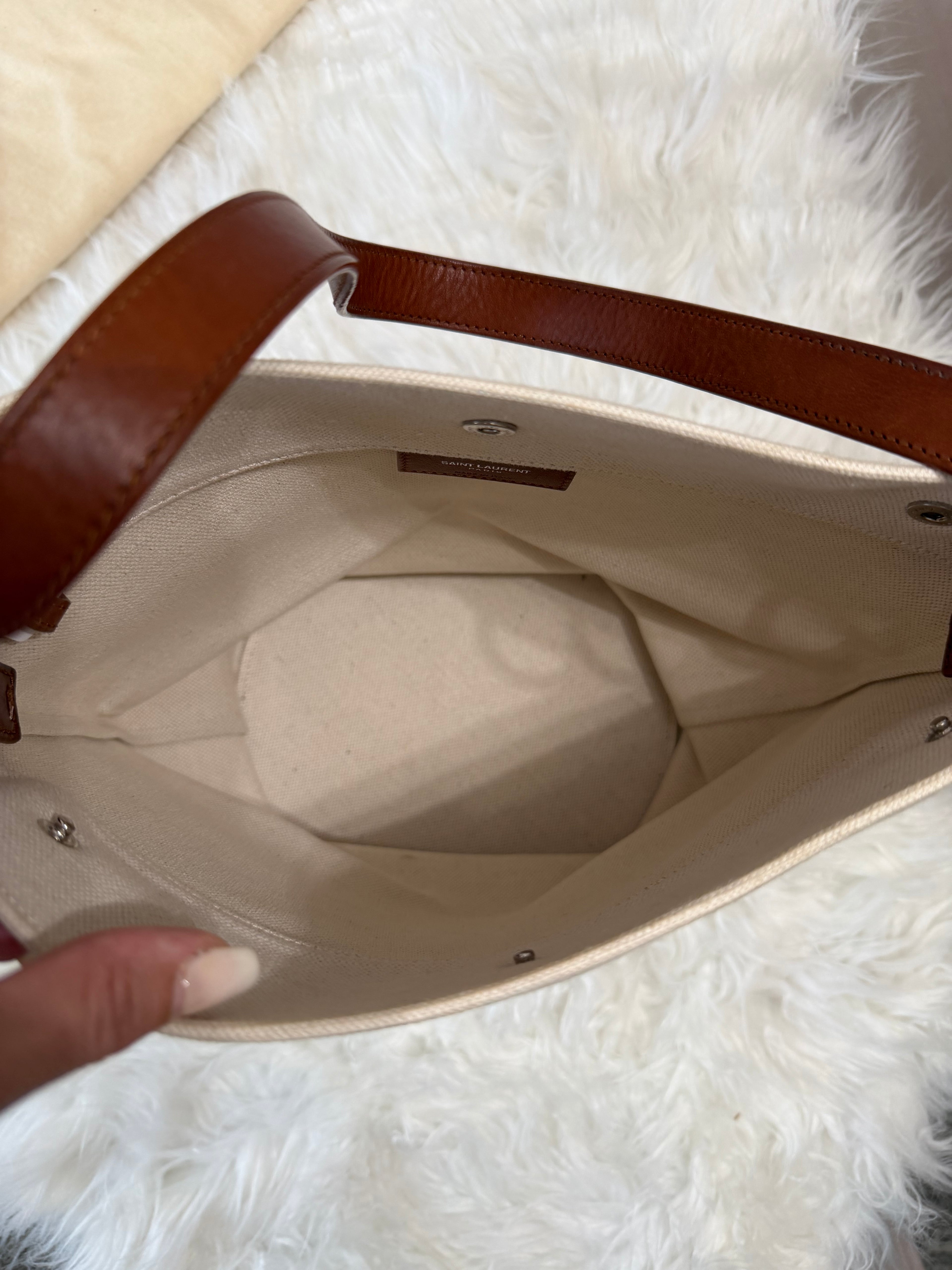 SAINT LAURENT RIVE GAUCHE LINEN BUCKET BAG