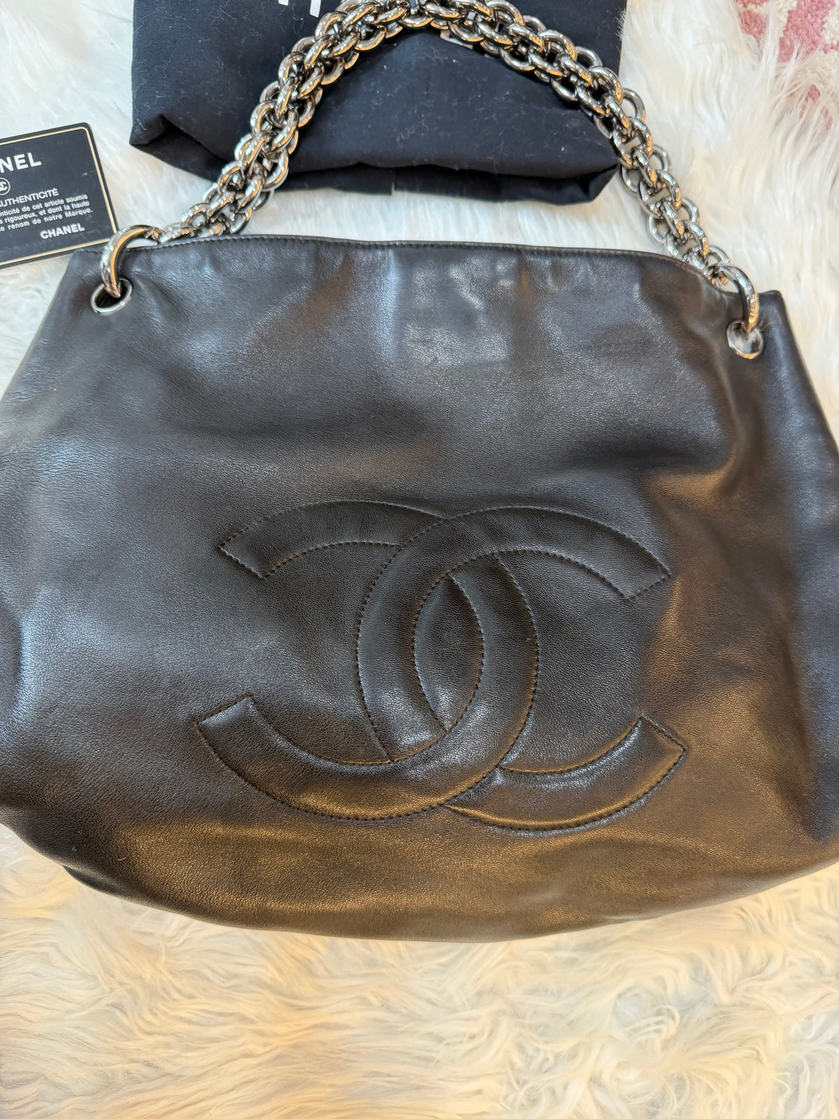 CHANEL LAMBSKIN CHAIN HOBO BAG