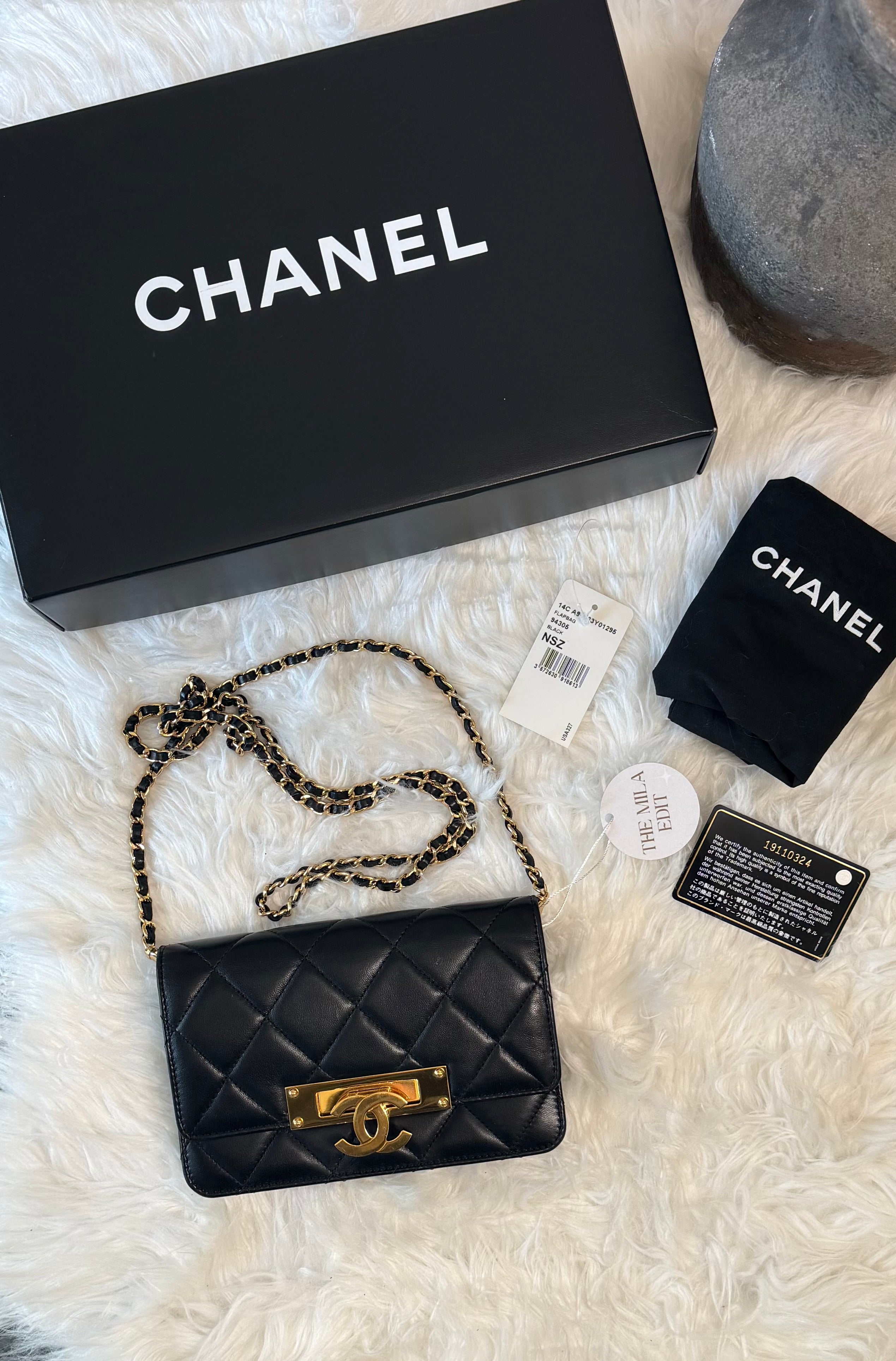 CHANEL QUILTED GOLD TURNLOCK LAMBSKIN WOC