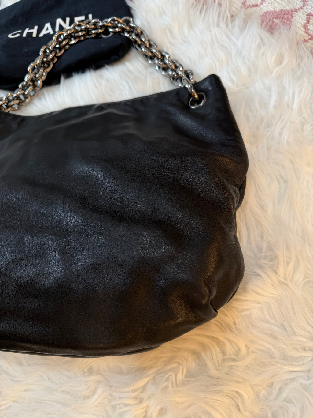 CHANEL LAMBSKIN CHAIN HOBO BAG