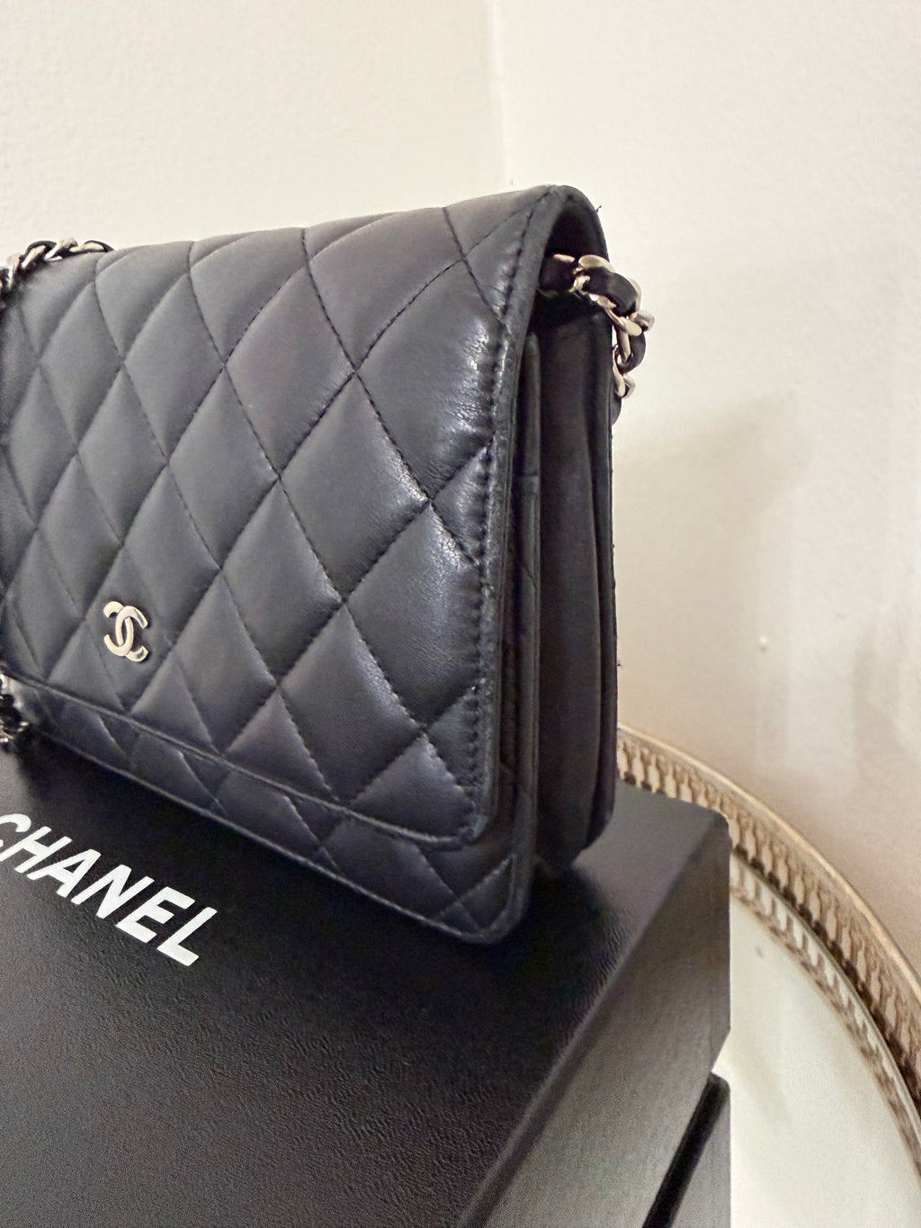CHANEL LAMBSKIN WALLET ON CHAIN