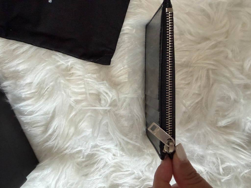SAINT LAURENT ZIPPED PATENT FRAGMENTS CARDS HOLDER