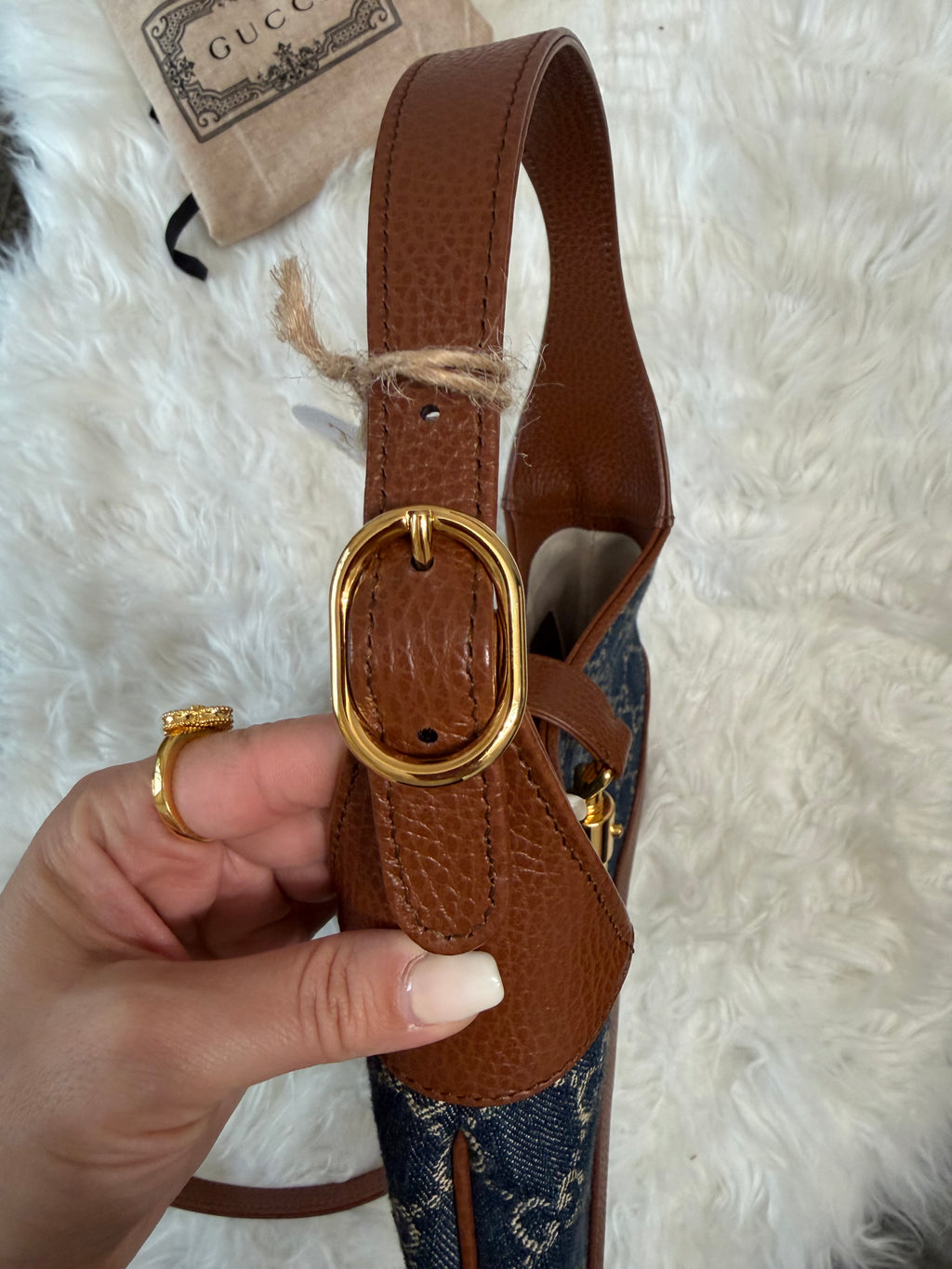 GUCCI JACKIE 1961 SMALL DENIM SHOULDER BAG