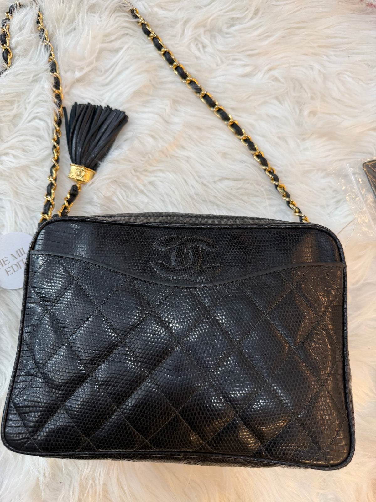 CHANEL VINTAGE LIZARD CAMERA BAG