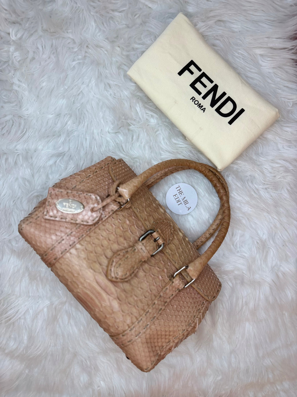 FENDI SELLERIA MINI LINDA PYTHON SATCHEL BAG