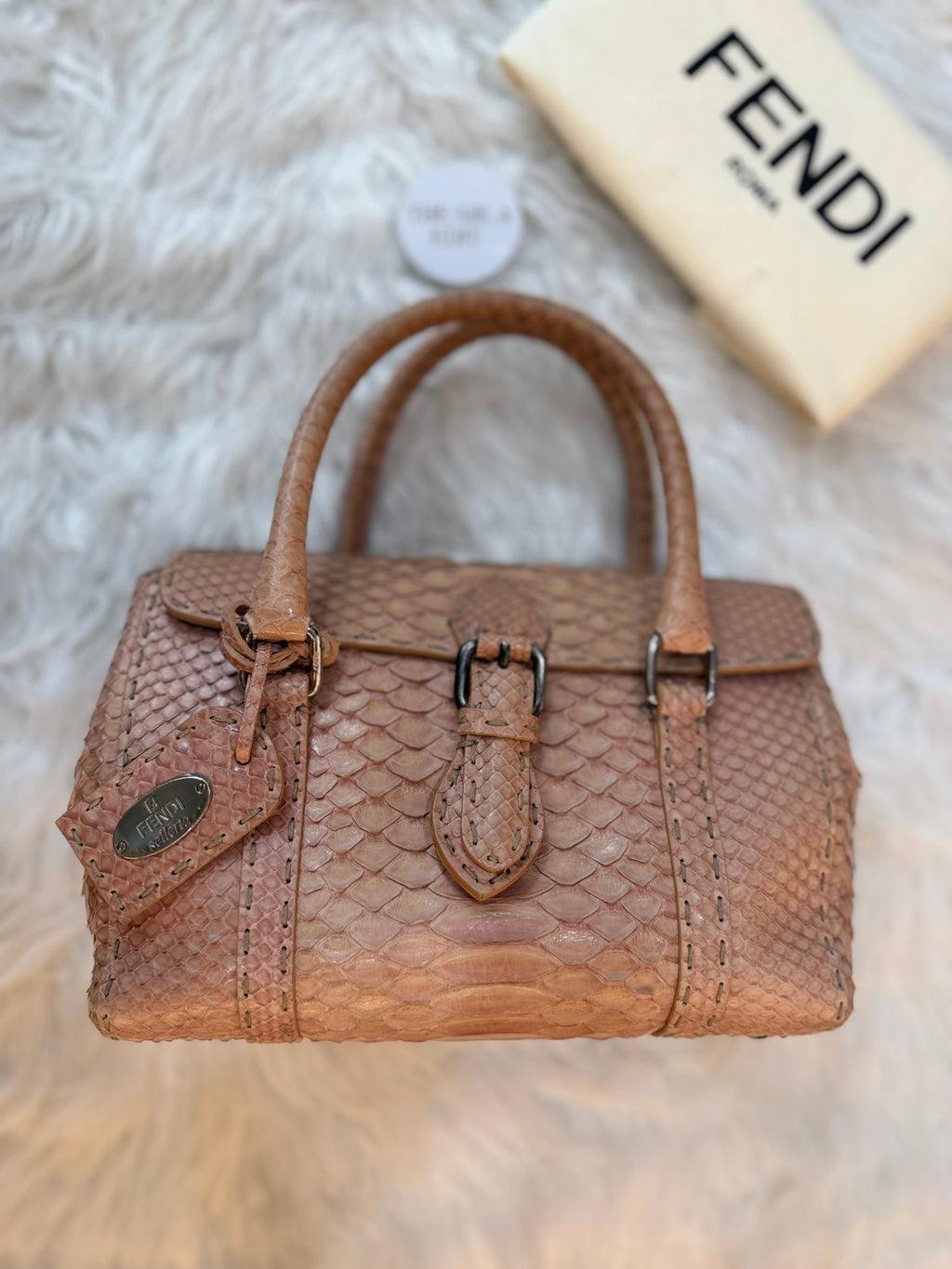 FENDI SELLERIA MINI LINDA PYTHON SATCHEL BAG