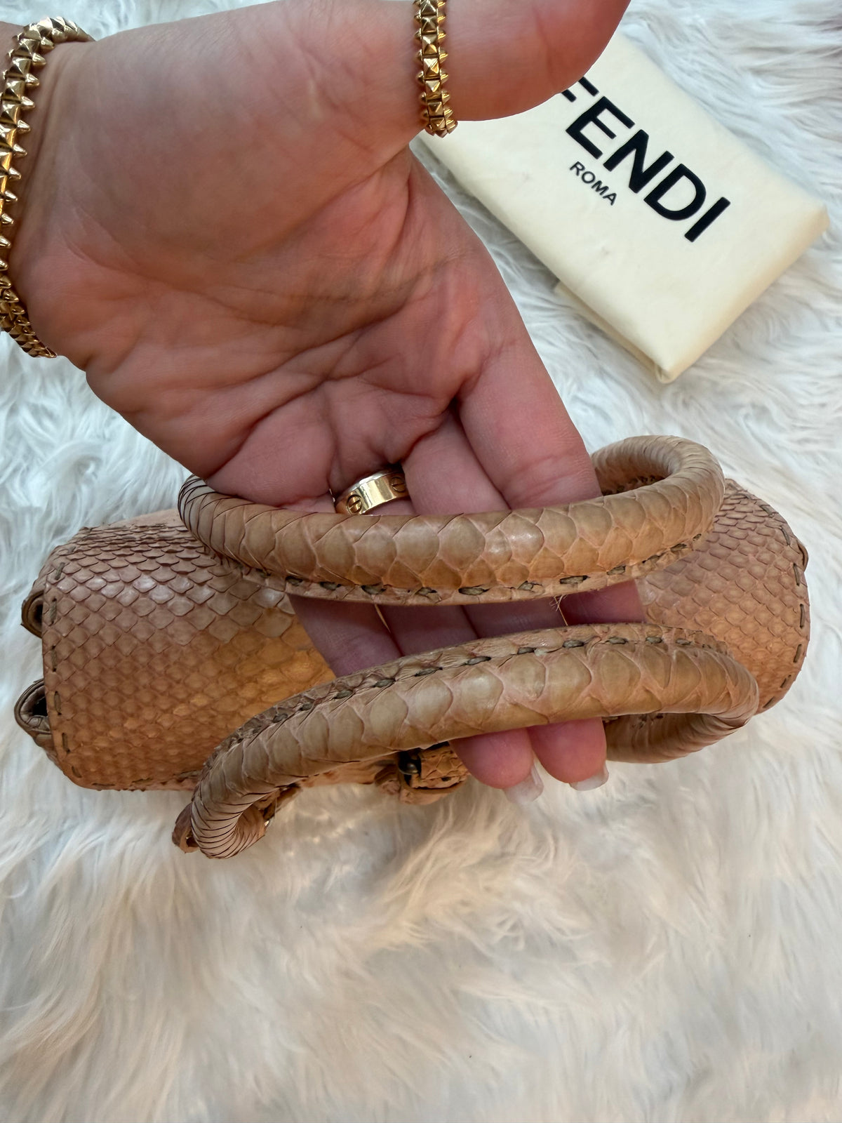 FENDI SELLERIA MINI LINDA PYTHON SATCHEL BAG