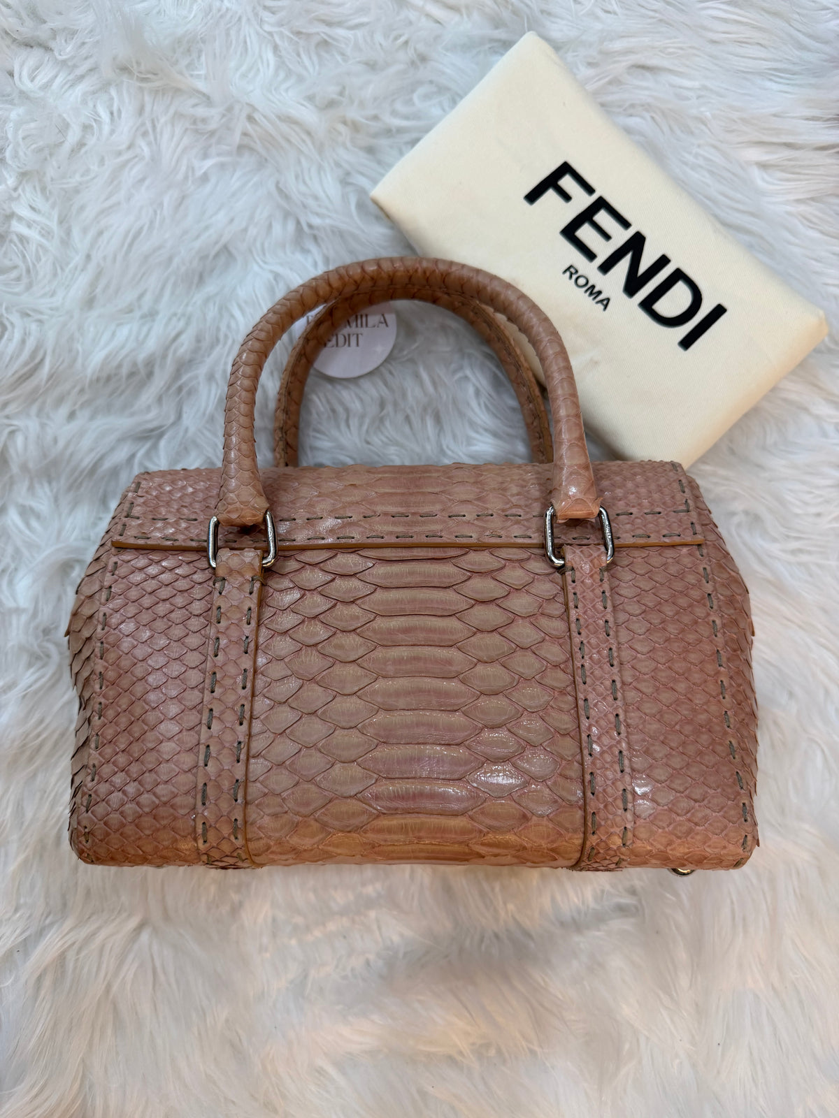 FENDI SELLERIA MINI LINDA PYTHON SATCHEL BAG