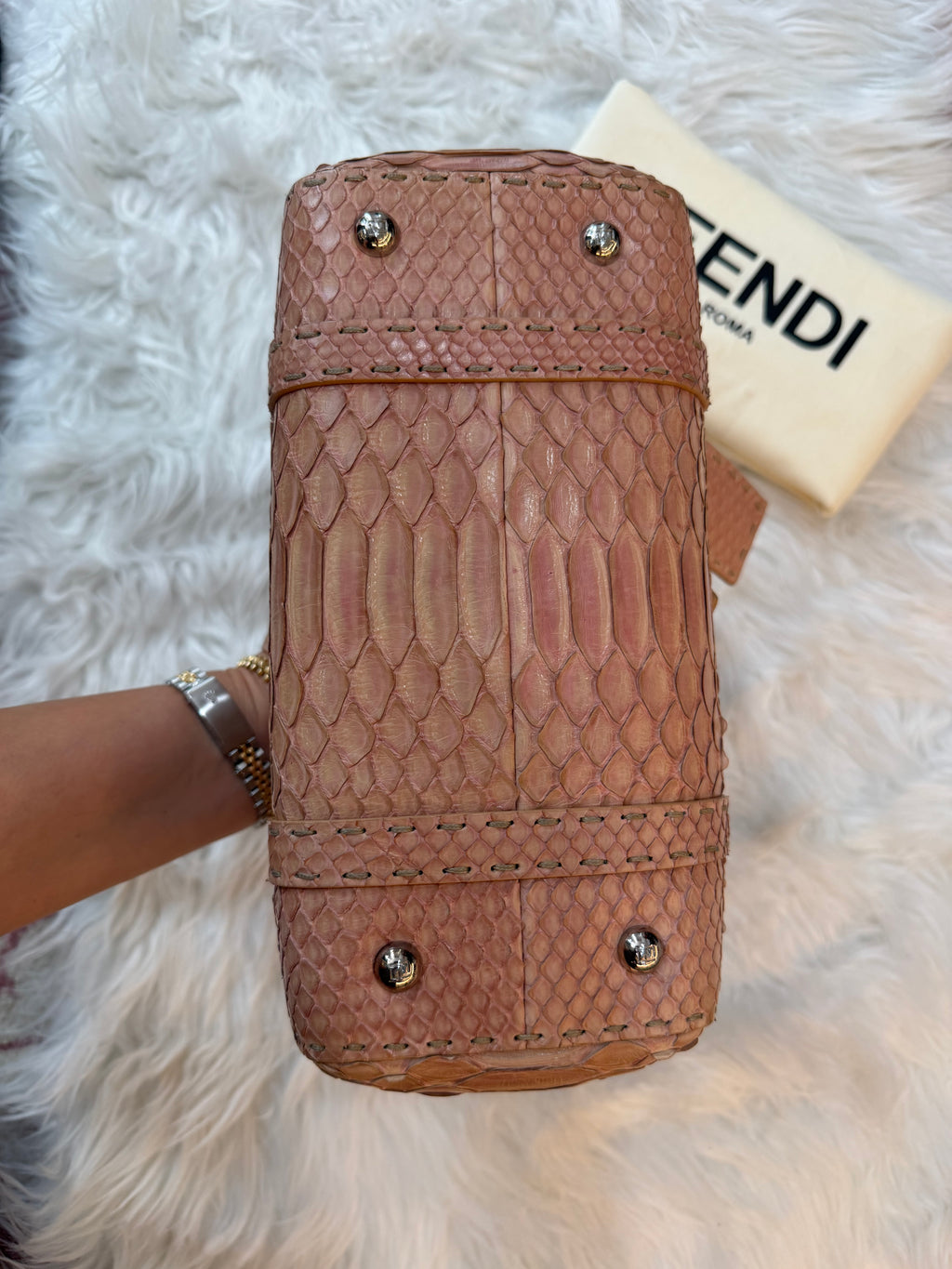 FENDI SELLERIA MINI LINDA PYTHON SATCHEL BAG