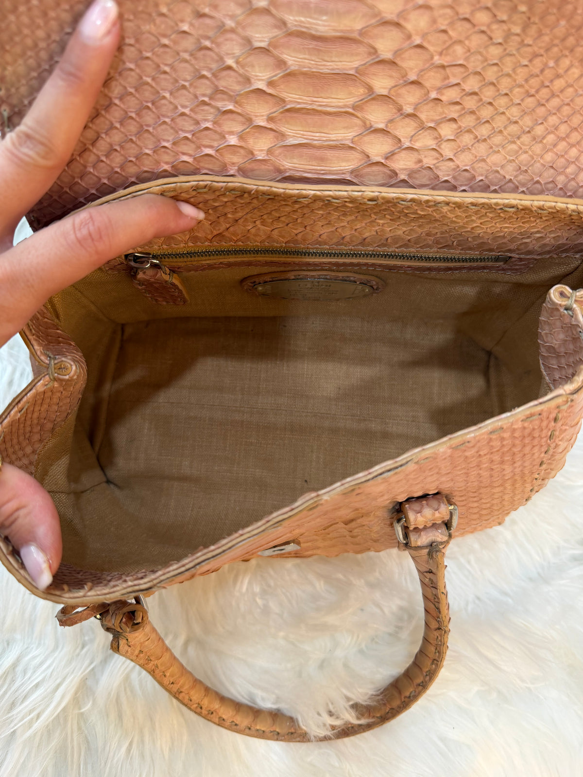 FENDI SELLERIA MINI LINDA PYTHON SATCHEL BAG