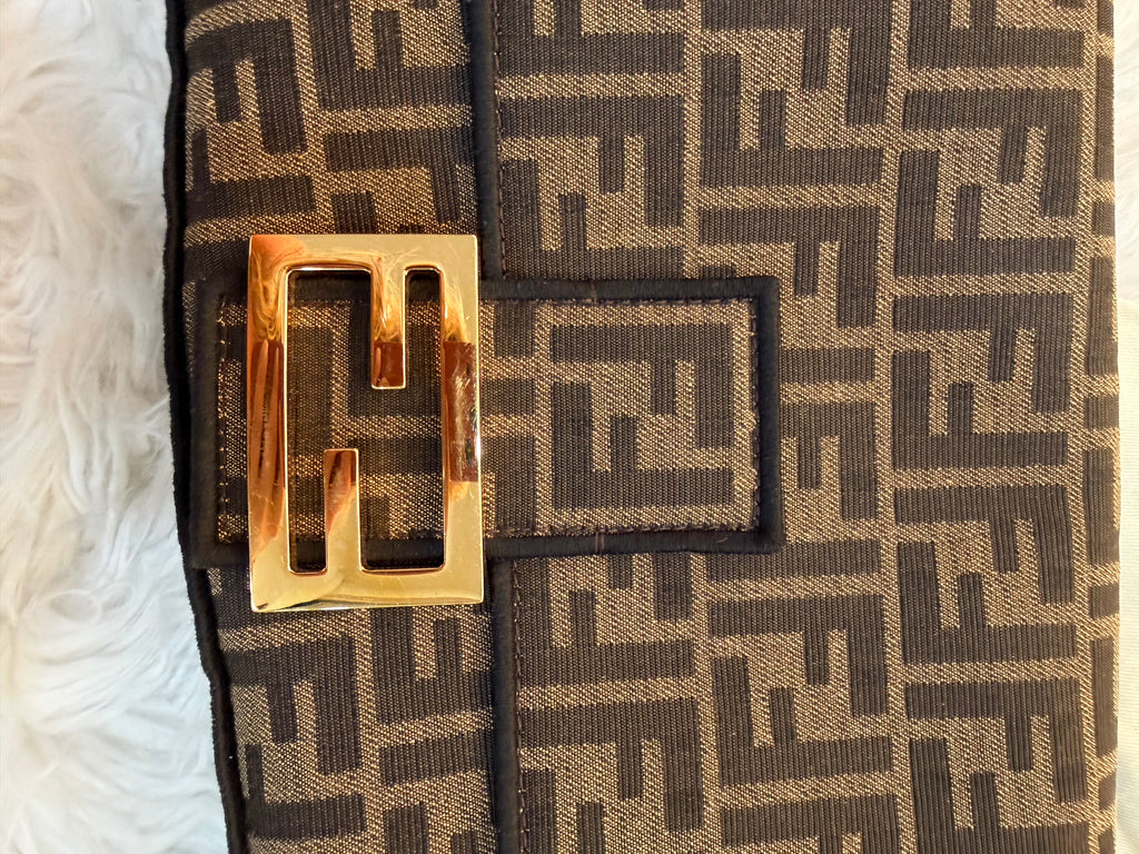 FENDI BAGUETTE FF ZUCCA JACQUARD FABRIC SHOULDER BAG