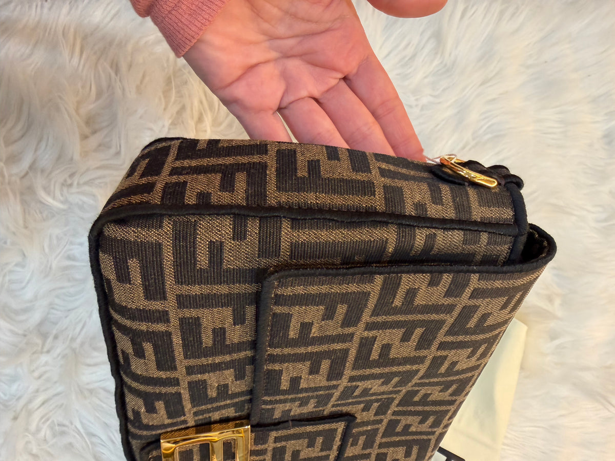 FENDI BAGUETTE FF ZUCCA JACQUARD FABRIC SHOULDER BAG