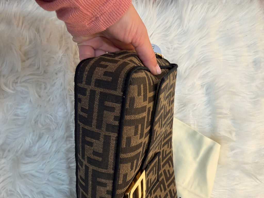 FENDI BAGUETTE FF ZUCCA JACQUARD FABRIC SHOULDER BAG